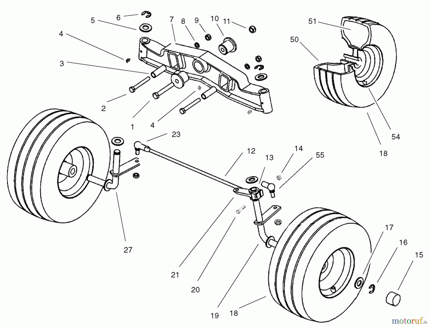  Toro Neu Mowers, Lawn & Garden Tractor Seite 1 74590 (190-DH) - Toro 190-DH Lawn Tractor, 2001 (210000001-210999999) FRONT AXLE ASSEMBLY
