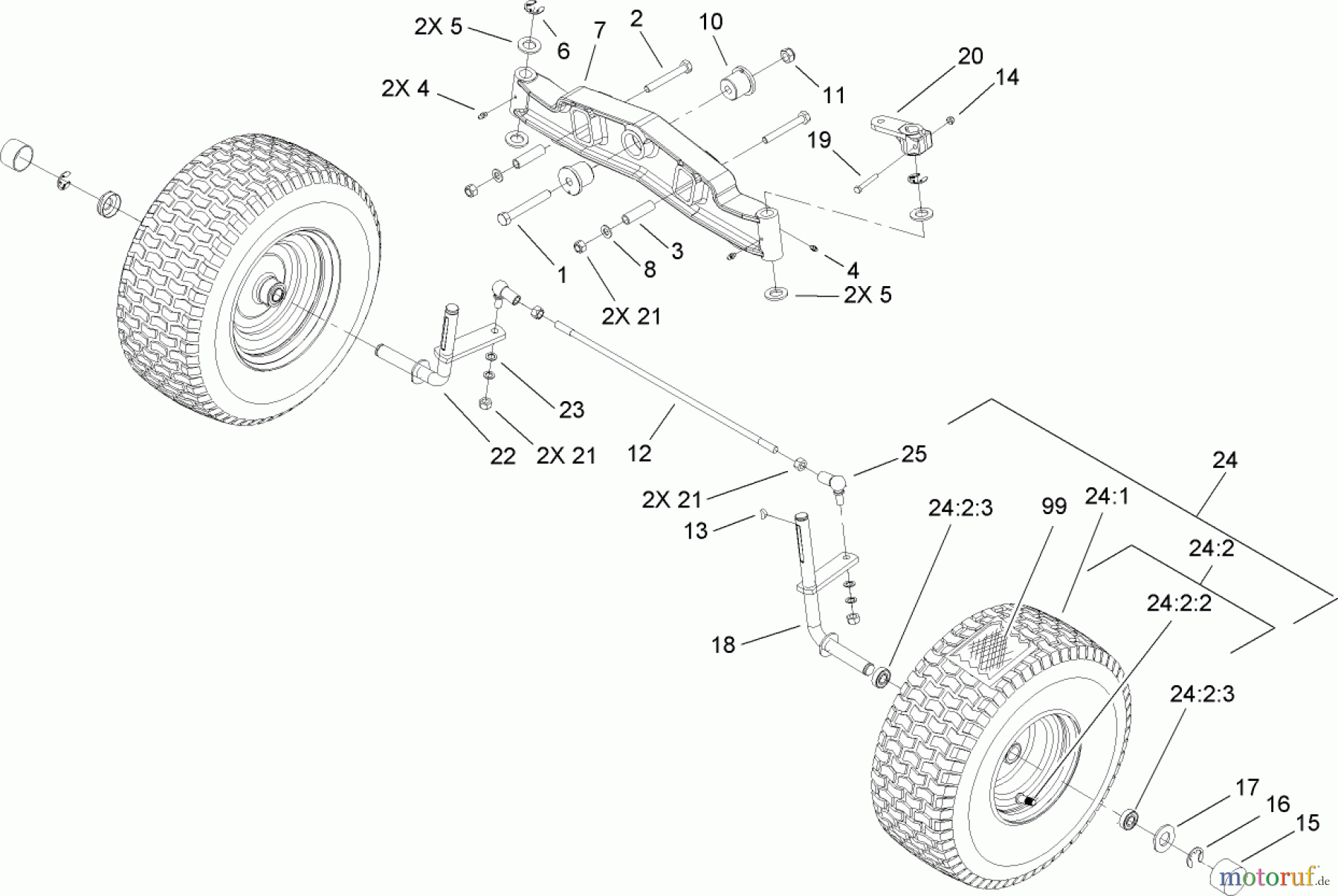  Toro Neu Mowers, Lawn & Garden Tractor Seite 1 74592 (DH 220) - Toro DH 220 Lawn Tractor, 2008 (280000529-280999999) FRONT AXLE ASSEMBLY