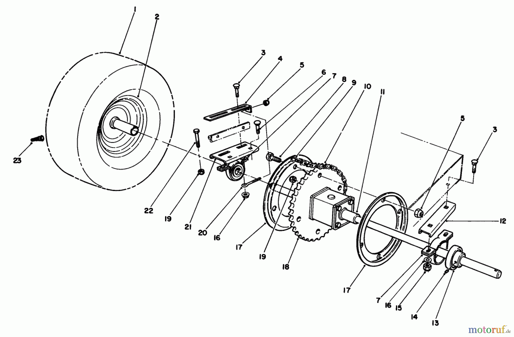  Toro Neu Mowers, Rear-Engine Rider 56133 (8-25) - Toro 8-25 Rear Engine Rider, 1991 (1000001-1999999) REAR AXLE ASSEMBLY