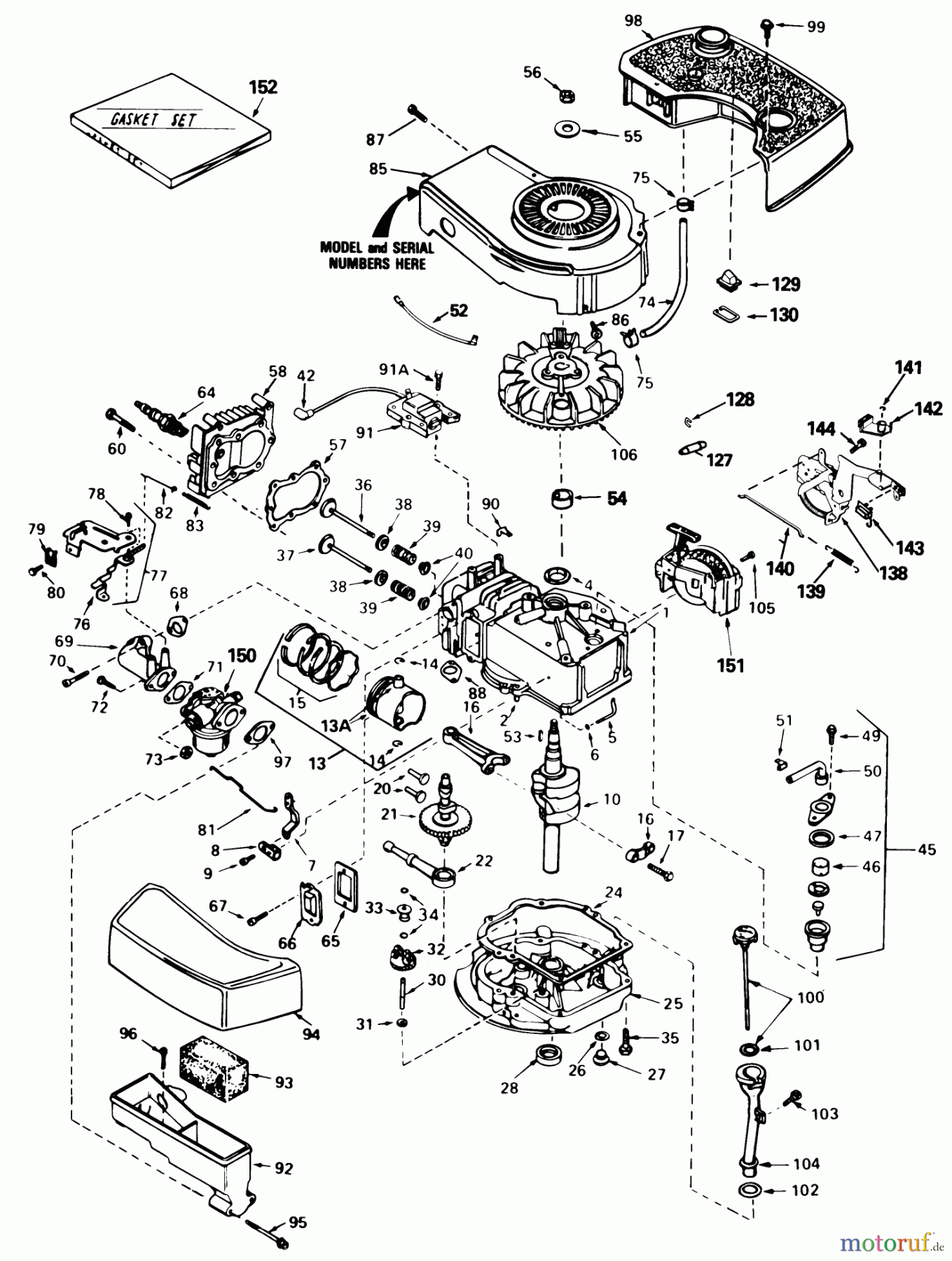 Toro Neu Mowers, Walk-Behind Seite 1 20771 - Toro Lawnmower, 1983 (3000001-3999999) ENGINE TECUMSEH MODEL TNT100-10085E