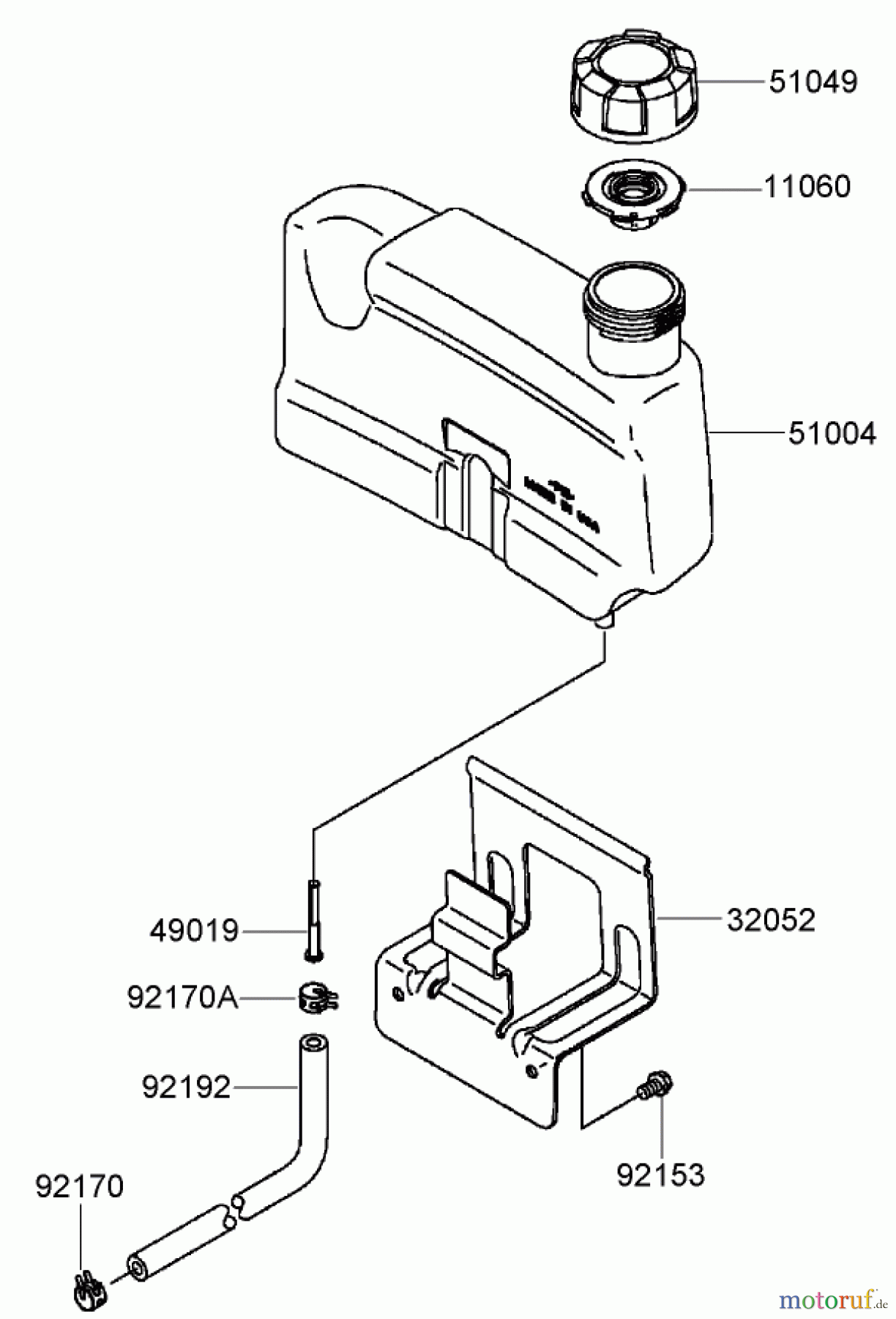 Toro Neu Mowers, Walk-Behind Seite 2 22164 (PT21) - Toro PT21 Trim Mower, 2008 (280000001-280999999) FUEL TANK AND FUEL VALVE ASSEMBLY KAWASAKI FJ180V-AS28
