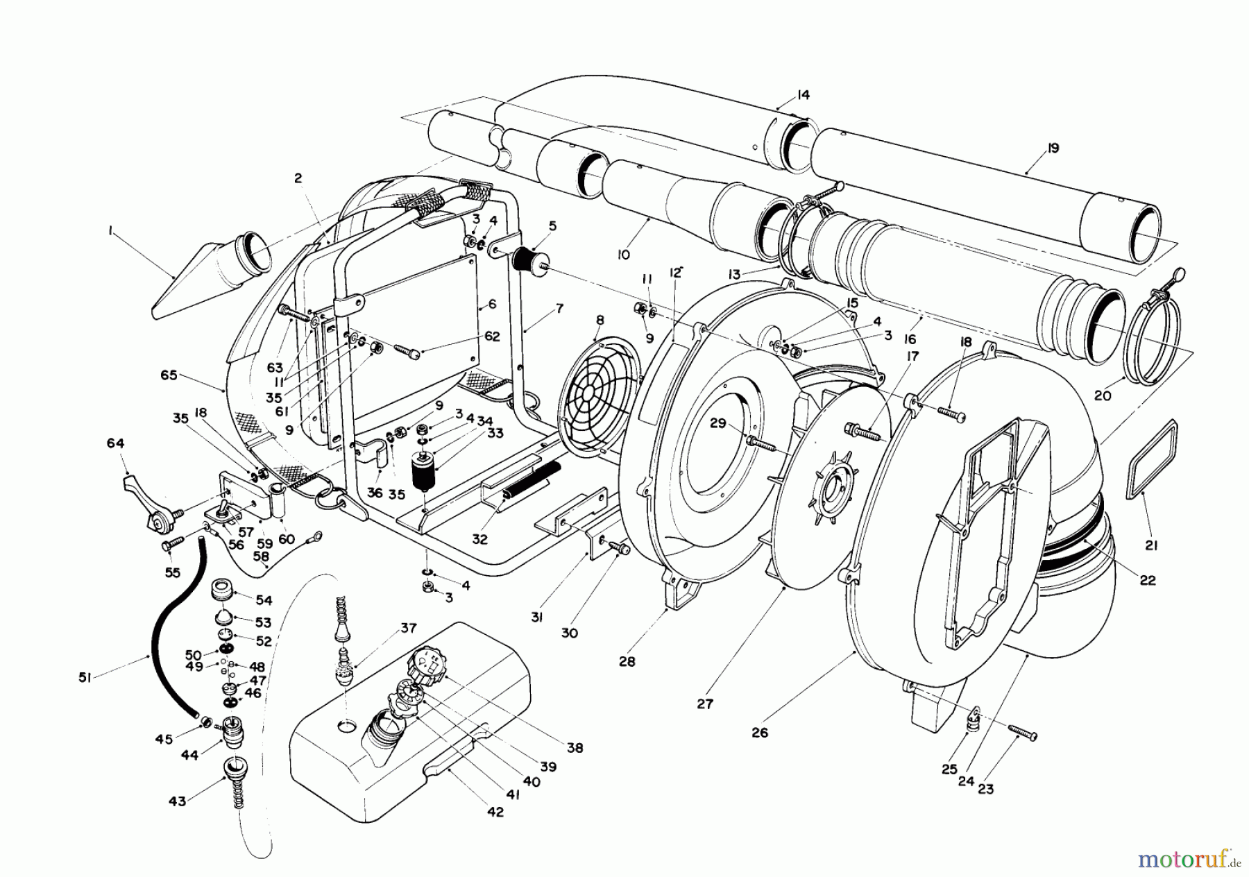  Toro Neu Blowers/Vacuums/Chippers/Shredders 30941 - Toro 41cc Back Pack Blower, 1986 (6000001-6002183) BLOWER ASSEMBLY