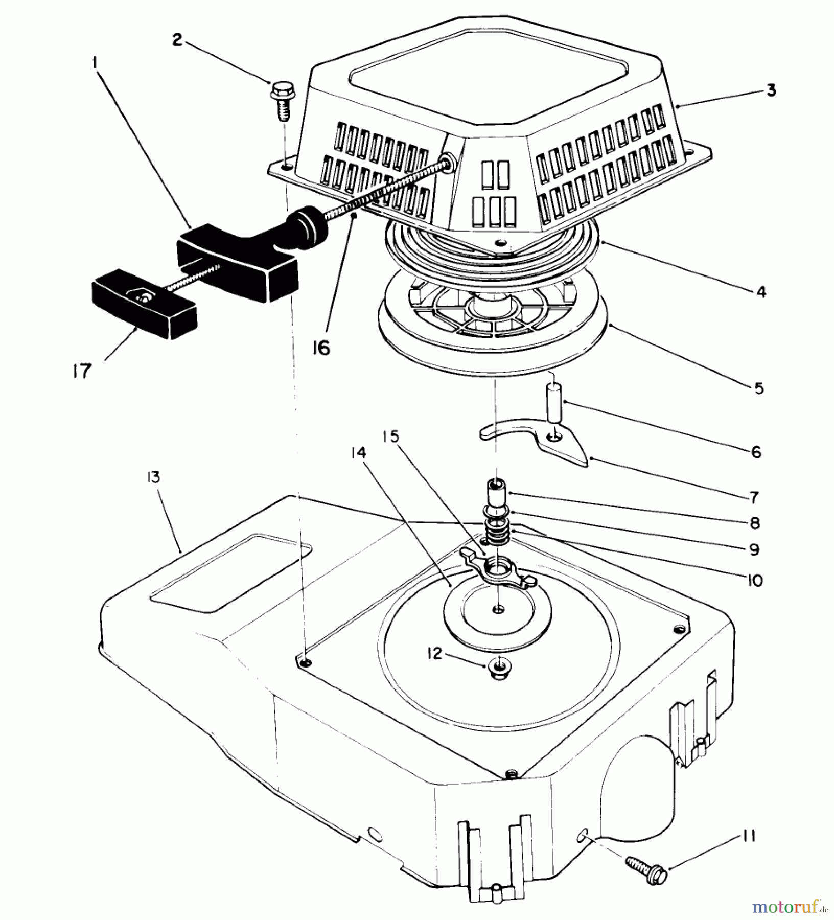  Toro Neu Mowers, Walk-Behind Seite 2 26620B - Toro Lawnmower, 1991 (1000001-1999999) RECOIL ASSEMBLY (ENGINE NO. VM140)