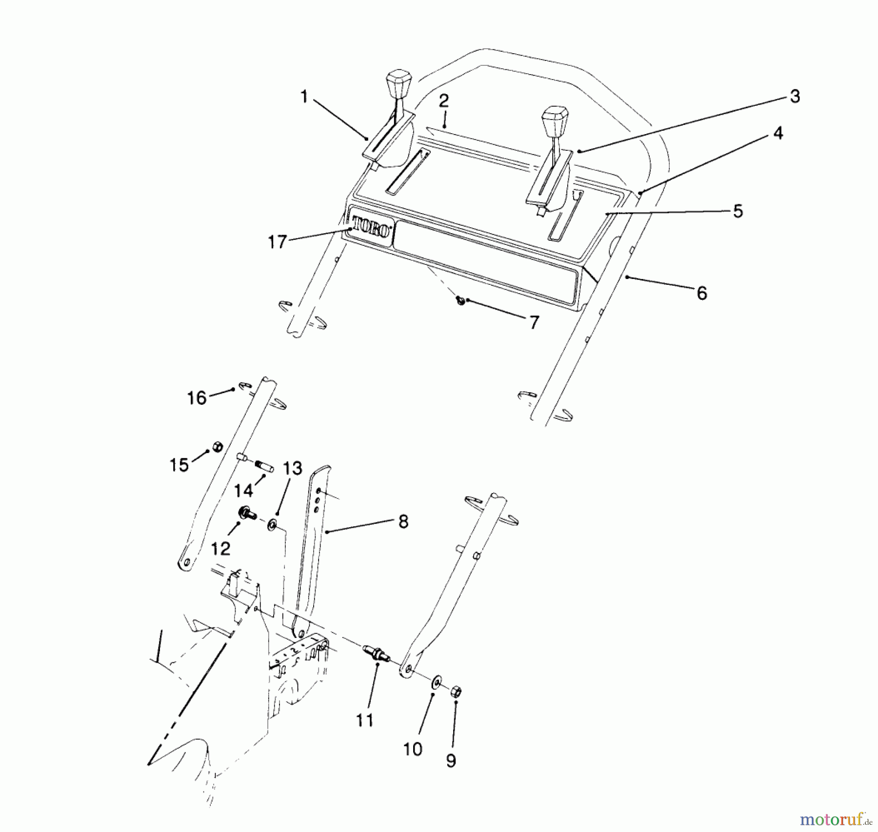  Toro Neu Mowers, Walk-Behind Seite 2 26623 - Toro Lawnmower, 1990 (0000001-0999999) HANDLE ASSEMBLY