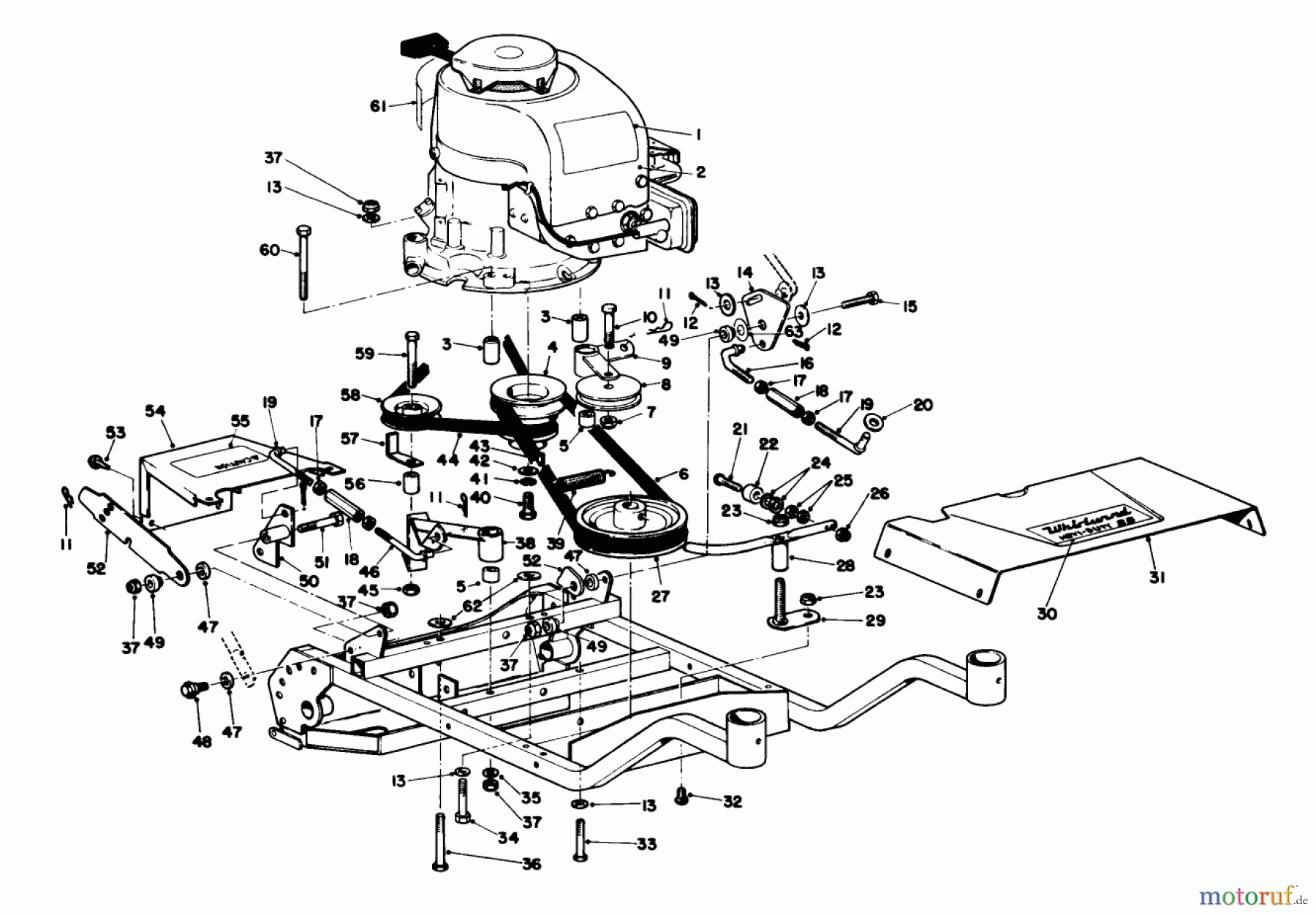  Toro Neu Mowers, Wide-Area Walk-Behind 23267 - Toro Lawnmower, 1978 (8000001-8999999) ENGINE AND FRAME ASSEMBLY