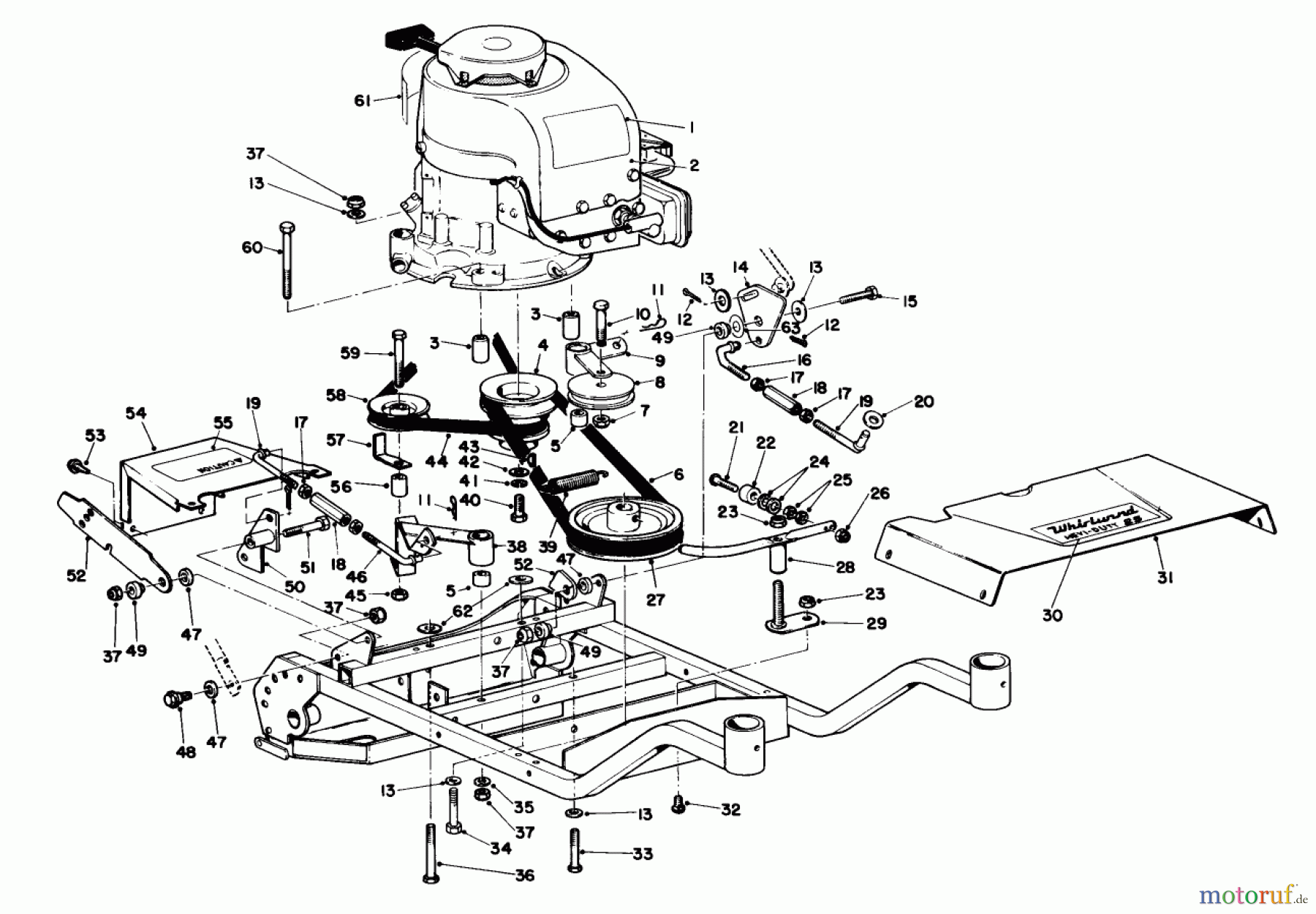  Toro Neu Mowers, Wide-Area Walk-Behind 23267 - Toro Lawnmower, 1979 (9000001-9999999) ENGINE AND FRAME ASSEMBLY