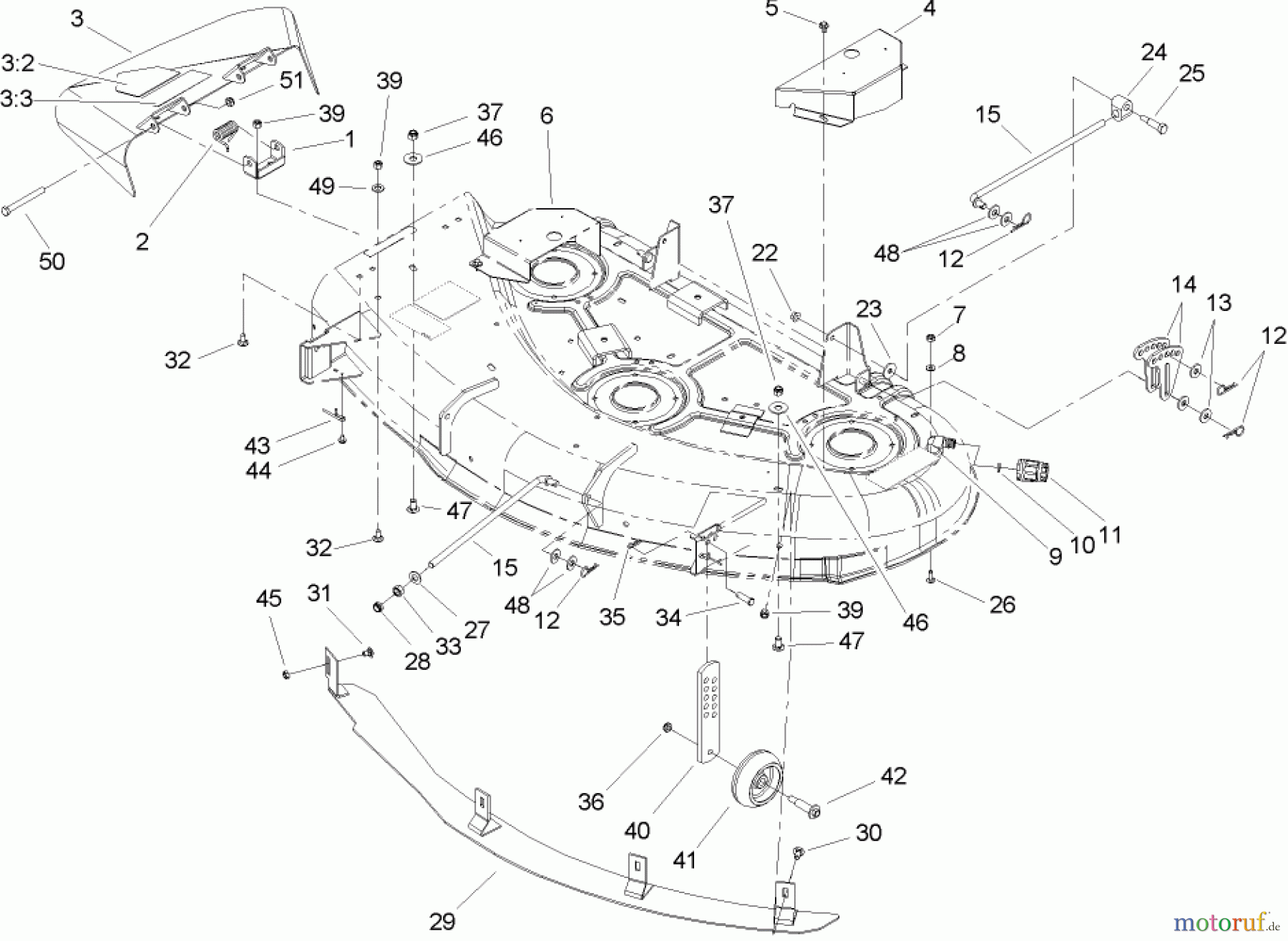 Toro Neu Mowers, Zero-Turn 74351 (18-44Z) - Toro 18-44Z TimeCutter Z Riding Mower, 2004 (240000001-240999999) DEFLECTOR AND BAFFLE ASSEMBLY