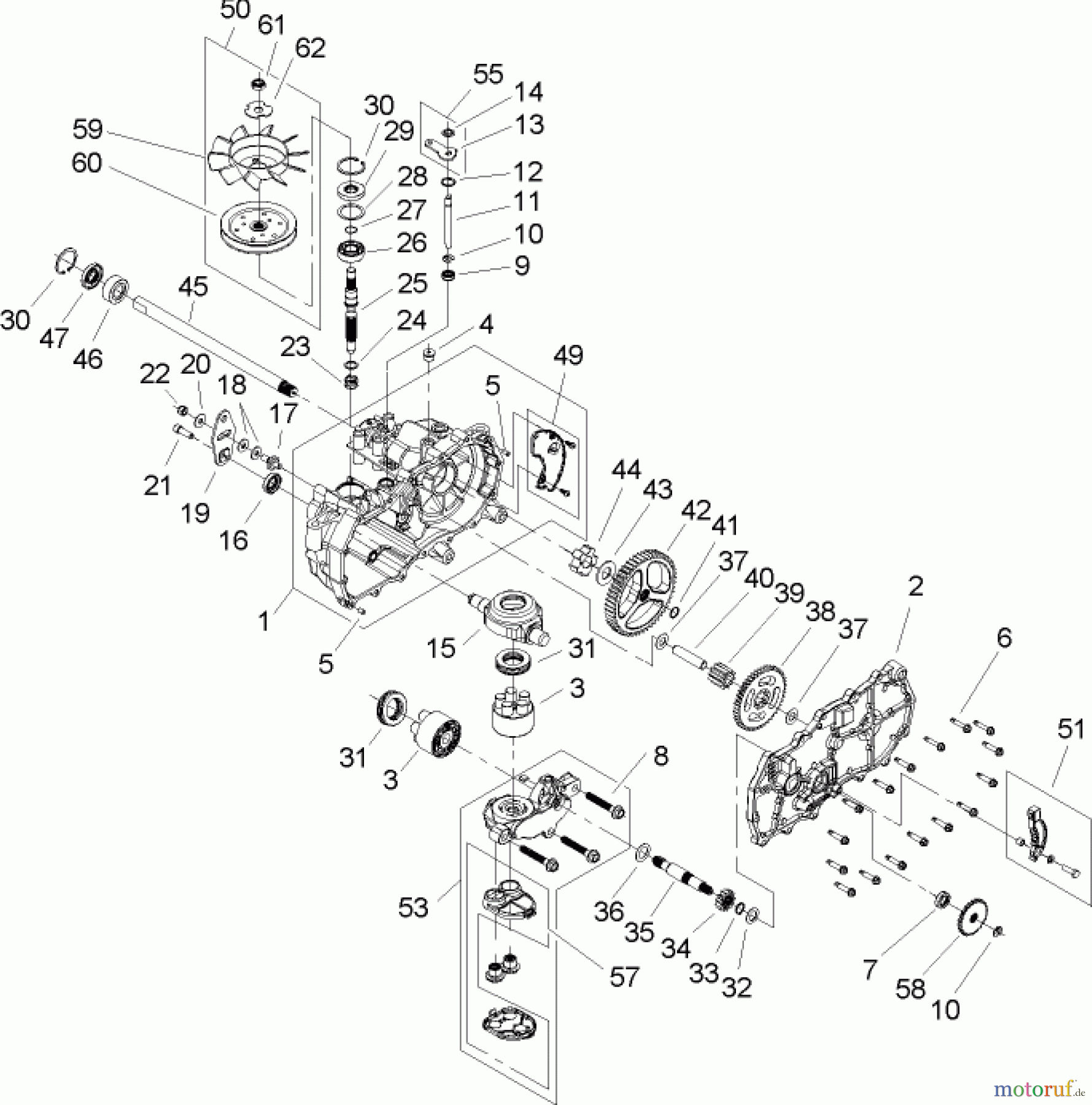 Toro Neu Mowers, Zero-Turn 74351 (18-44Z) - Toro 18-44Z TimeCutter Z Riding Mower, 2004 (240000001-240999999) LH HYDROSTAT ASSEMBLY PART NO. 107-2465