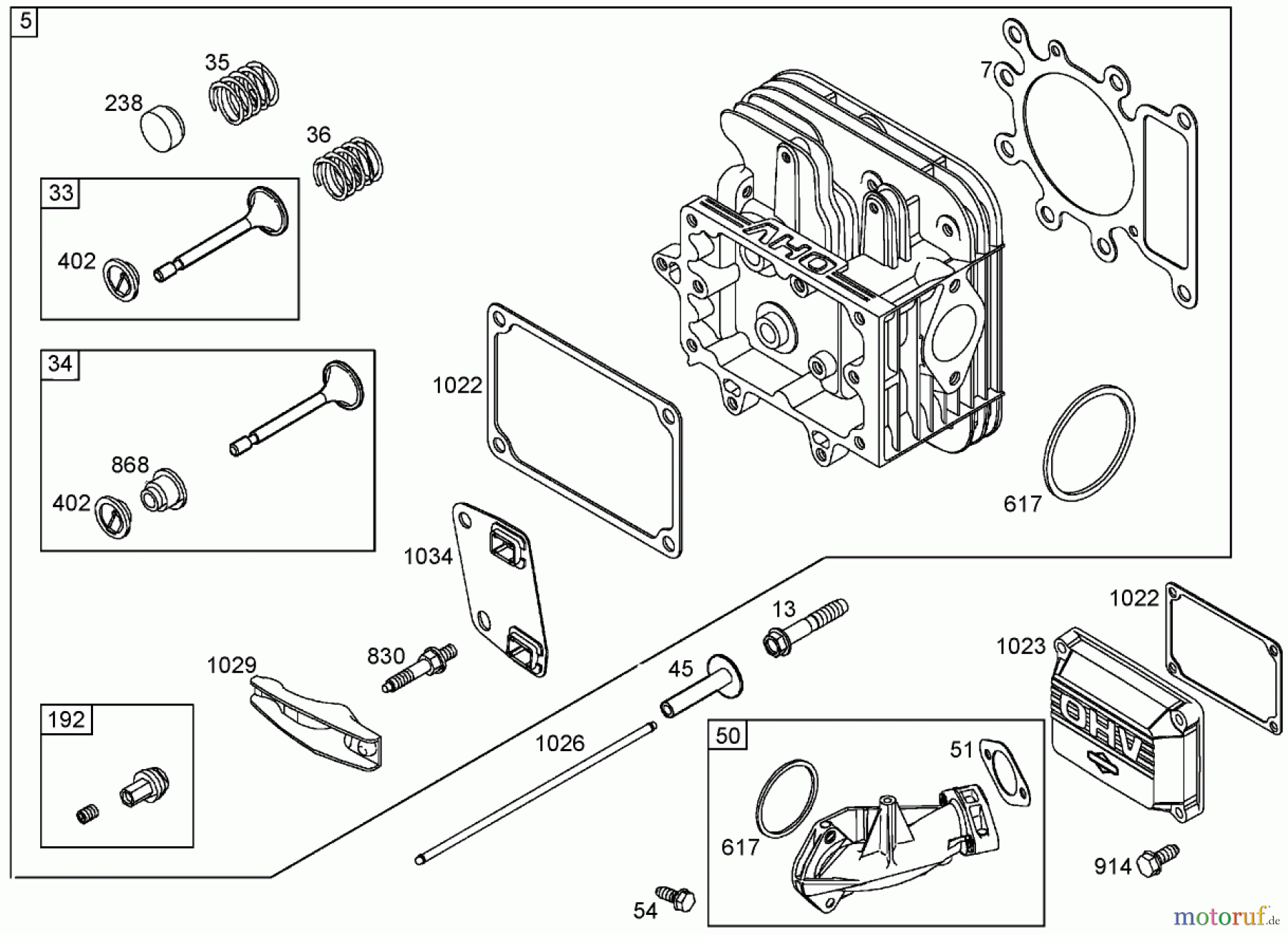  Toro Neu Mowers, Zero-Turn 74352 (Z480) - Toro TimeCutter Z480 Riding Mower, 2005 (250000001-250999999) CYLINDER HEAD ASSEMBLY BRIGGS AND STRATTON 31K777-0190-E1