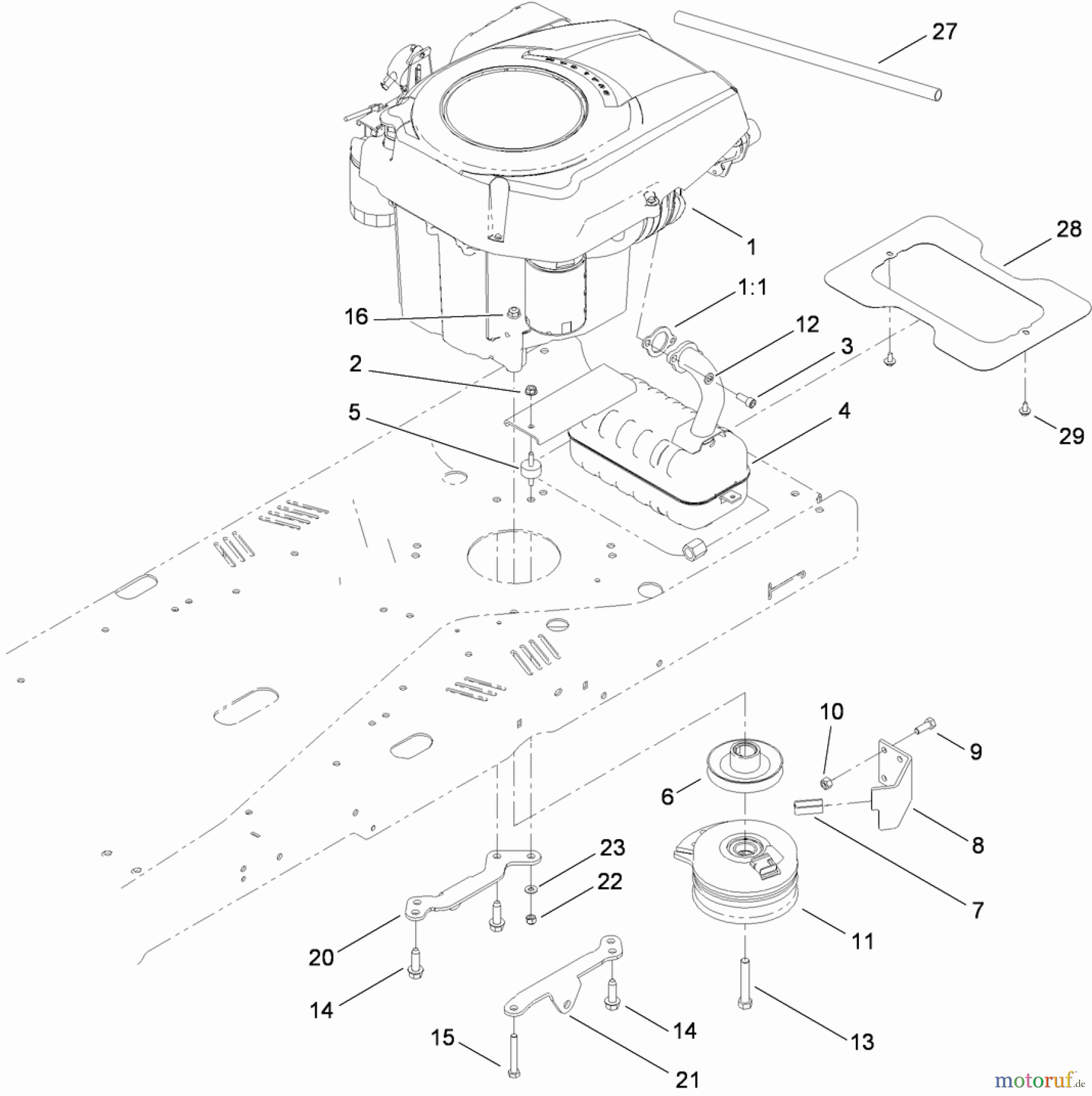 Toro Neu Mowers, Zero-Turn 74360 (Z4200) - Toro TimeCutter Z4200 Riding Mower, 2010 (310000001-310999999) ENGINE AND CLUTCH ASSEMBLY