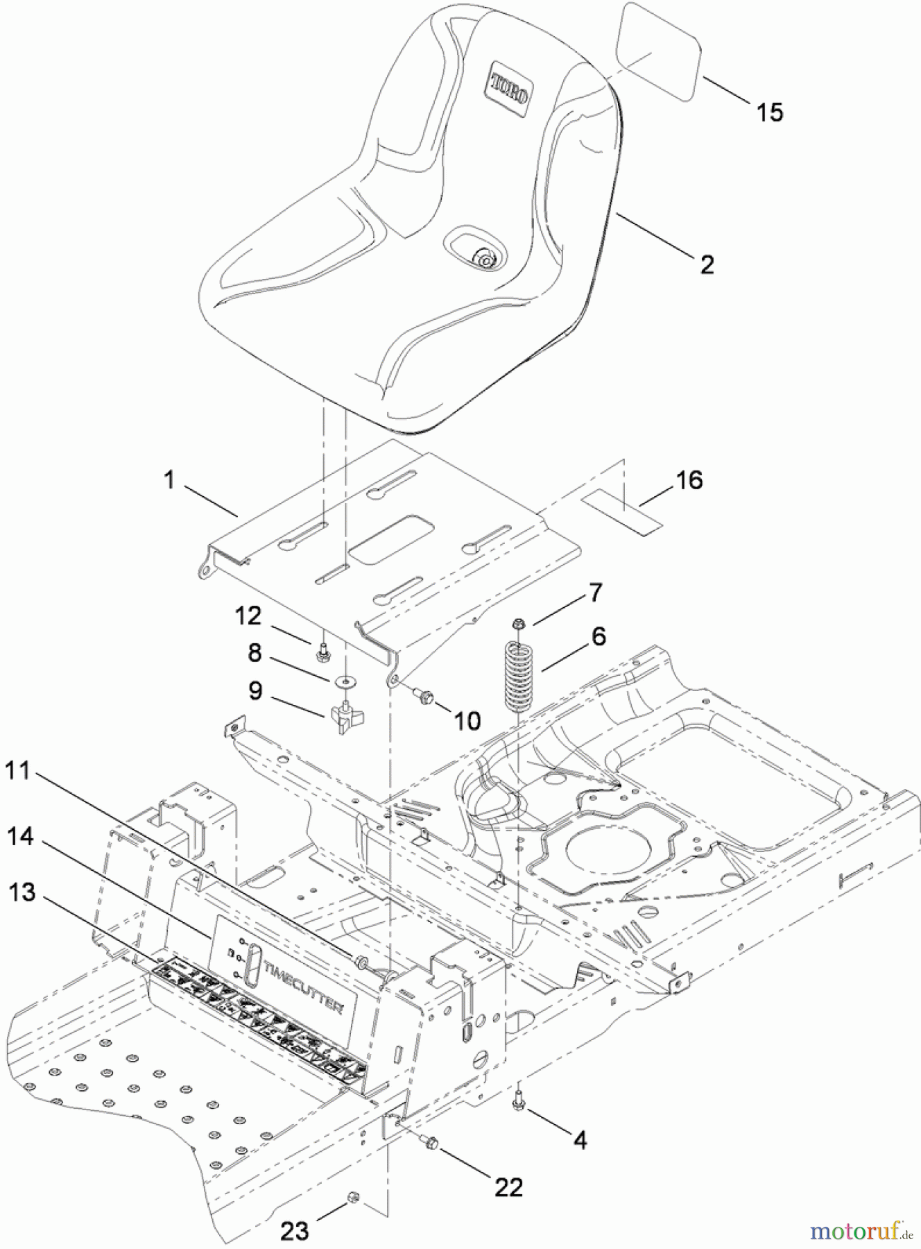  Toro Neu Mowers, Zero-Turn 74360 (Z4200) - Toro TimeCutter Z4200 Riding Mower, 2010 (310000001-310999999) SEAT ASSEMBLY