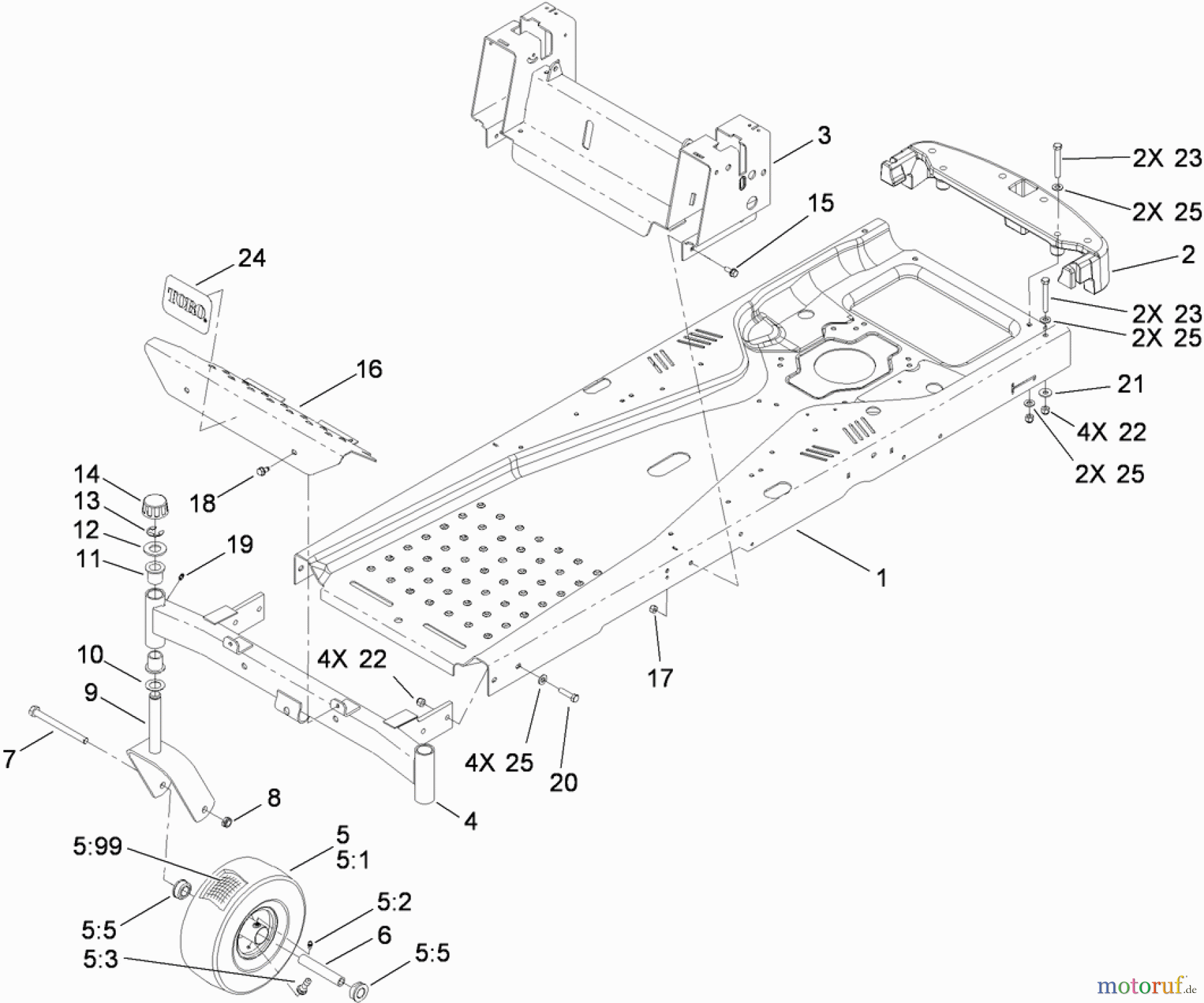  Toro Neu Mowers, Zero-Turn 74363 (Z4200) - Toro TimeCutter Z4220 Riding Mower, 2009 (290000505-290999999) FRAME ASSEMBLY