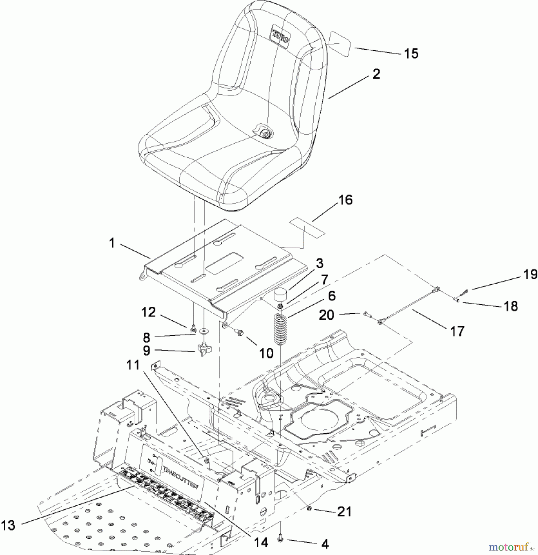  Toro Neu Mowers, Zero-Turn 74370 (Z5000) - Toro TimeCutter Z5000 Riding Mower, 2009 (290000001-290999999) SEAT ASSEMBLY