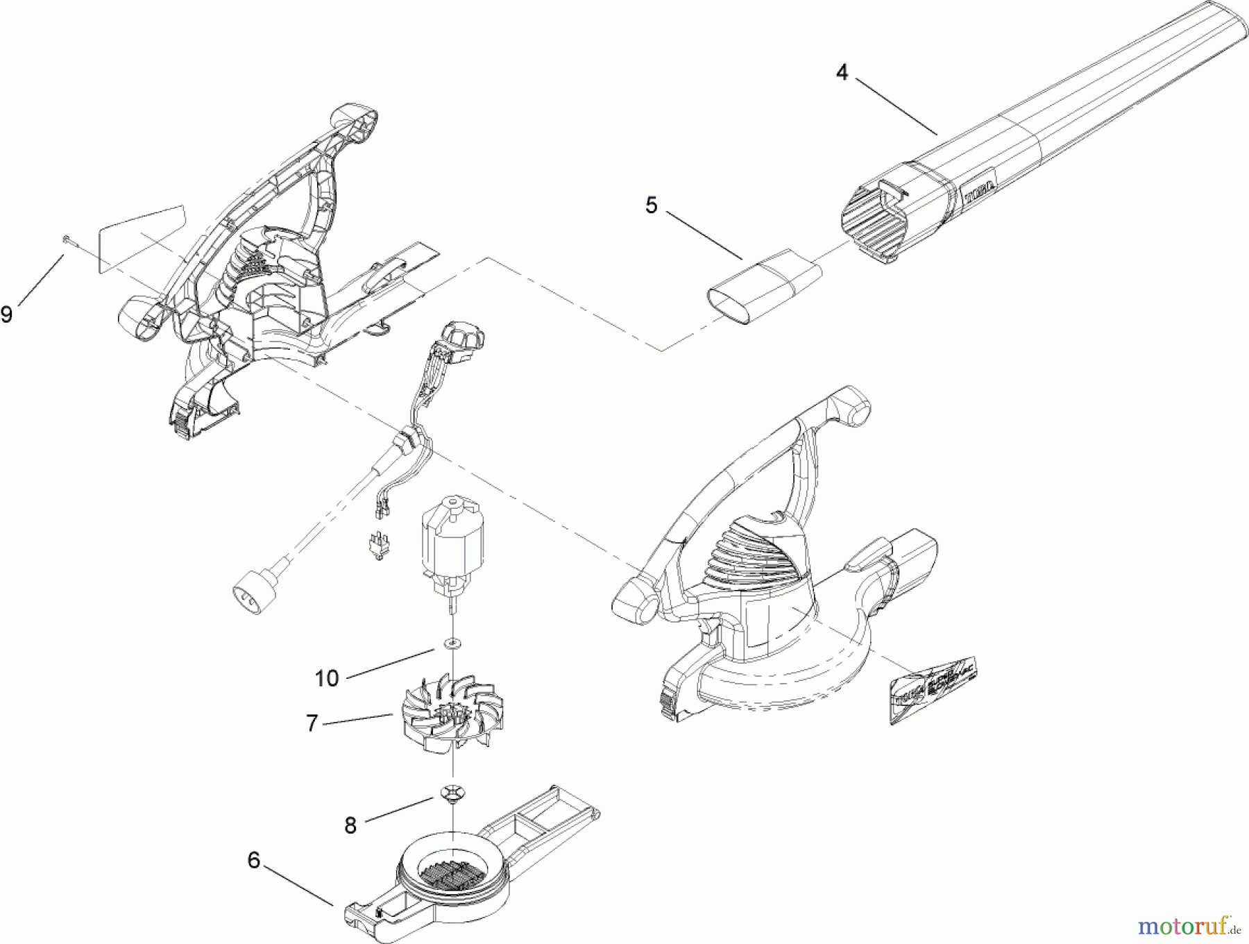 Toro Neu Blowers/Vacuums/Chippers/Shredders 51592 - Toro Super Blower/Vacuum, 2008 (280000001-280999999) HOUSING AND MOTOR ASSEMBLY