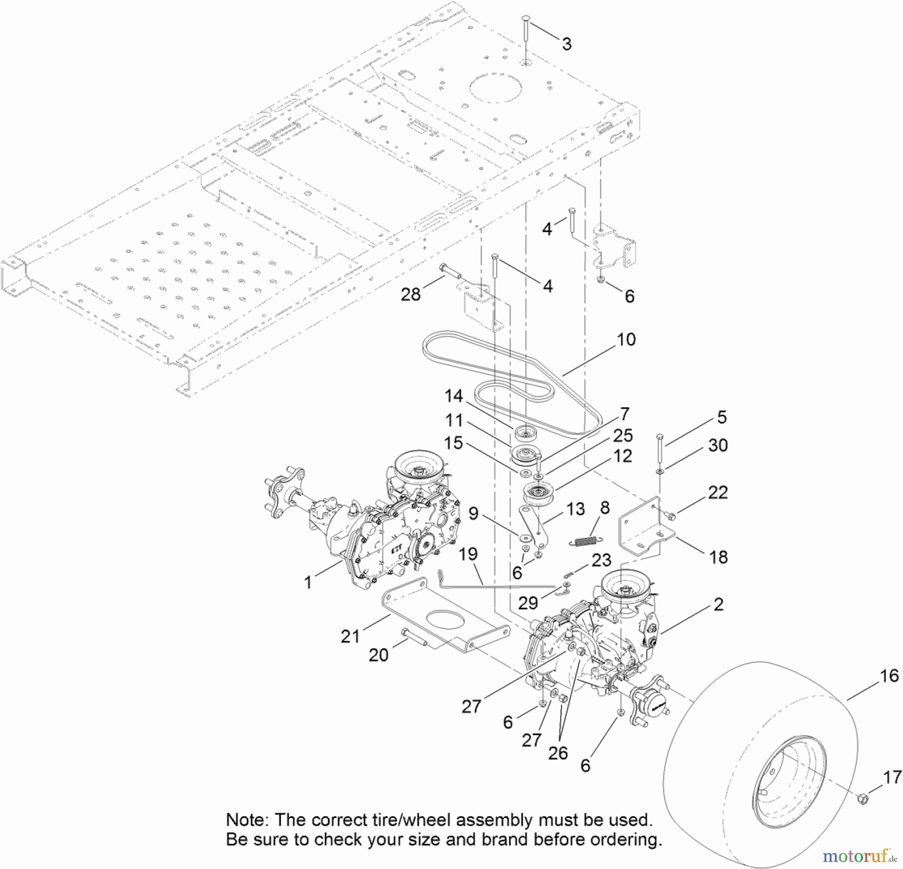  Toro Neu Mowers, Zero-Turn 74386 (ZS 4200) - Toro TimeCutter ZS 4200 Riding Mower, 2011 (311000001-311999999) HYDRO TRANSAXLE DRIVE AND REAR WHEEL ASSEMBLY