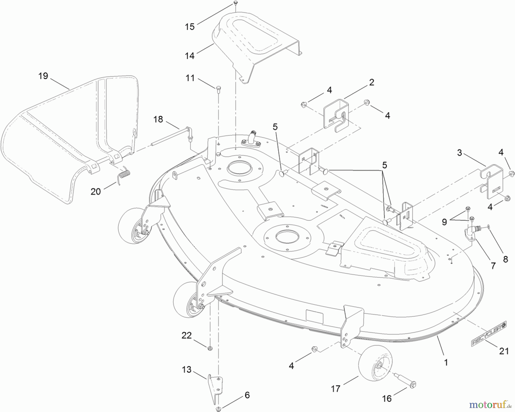 Toro Neu Mowers, Zero-Turn 74387 (ZS 5000) - Toro TimeCutter ZS 5000 Riding Mower, 2012 (SN 312000001-312999999) 50 INCH DECK ASSEMBLY