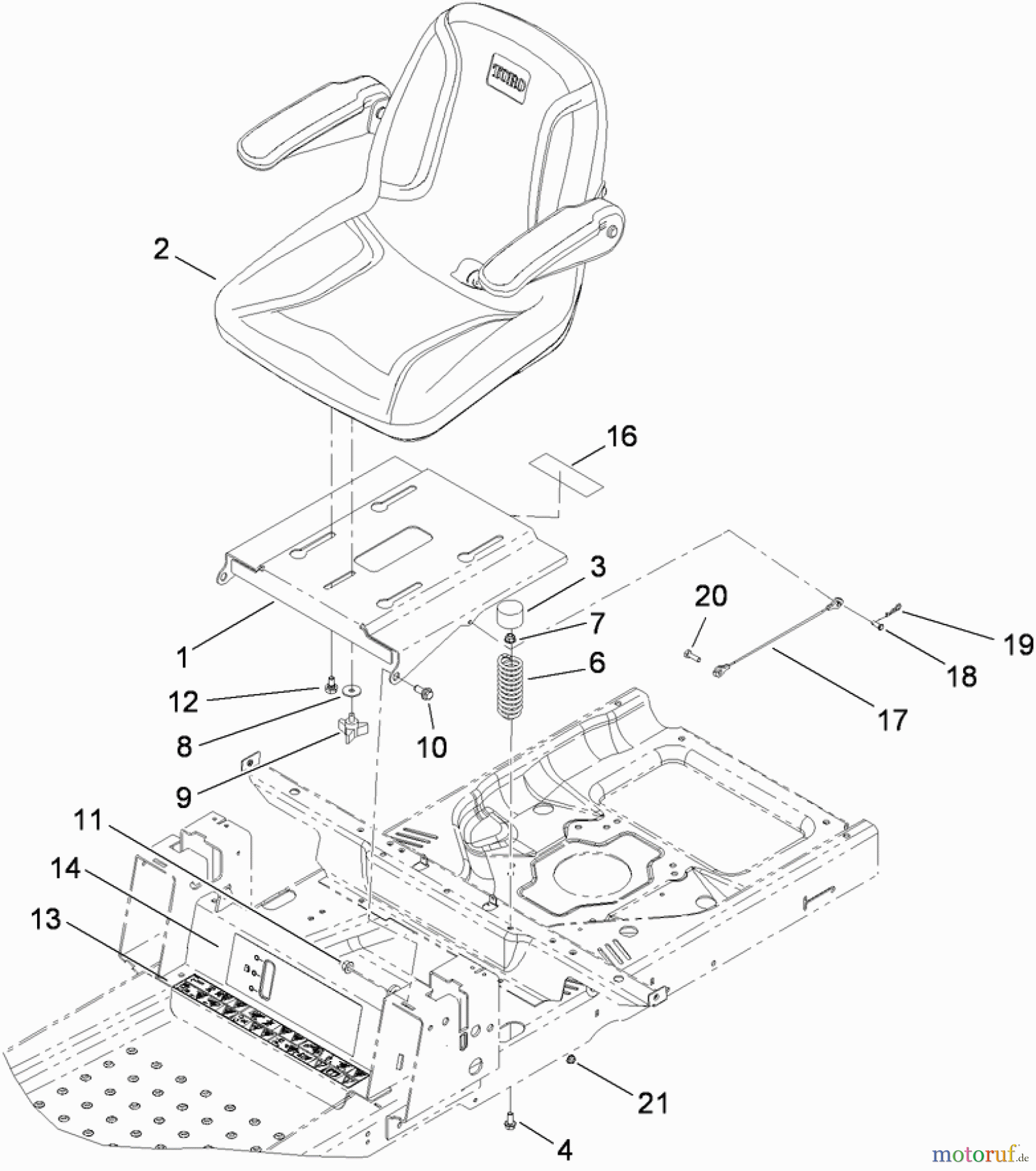 Toro Neu Mowers, Zero-Turn 74399 (Z5020) - Toro TimeCutter Z5020 Riding Mower, 2009 (290000001-290000439) SEAT ASSEMBLY
