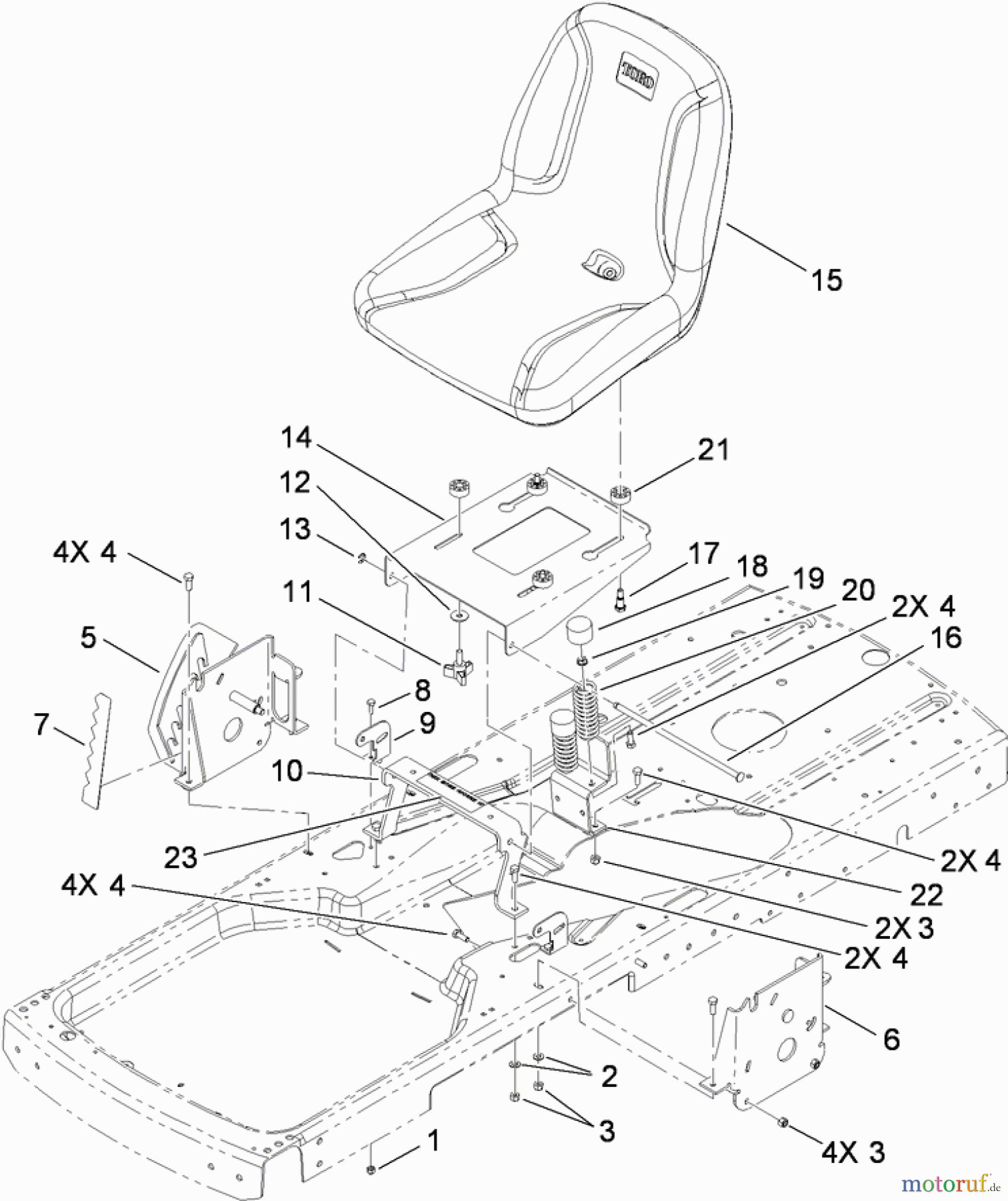  Toro Neu Mowers, Zero-Turn 74433 (ZD420) - Toro TimeCutter ZD420 Riding Mower, 2011 (311000001-311999999) SEAT ASSEMBLY