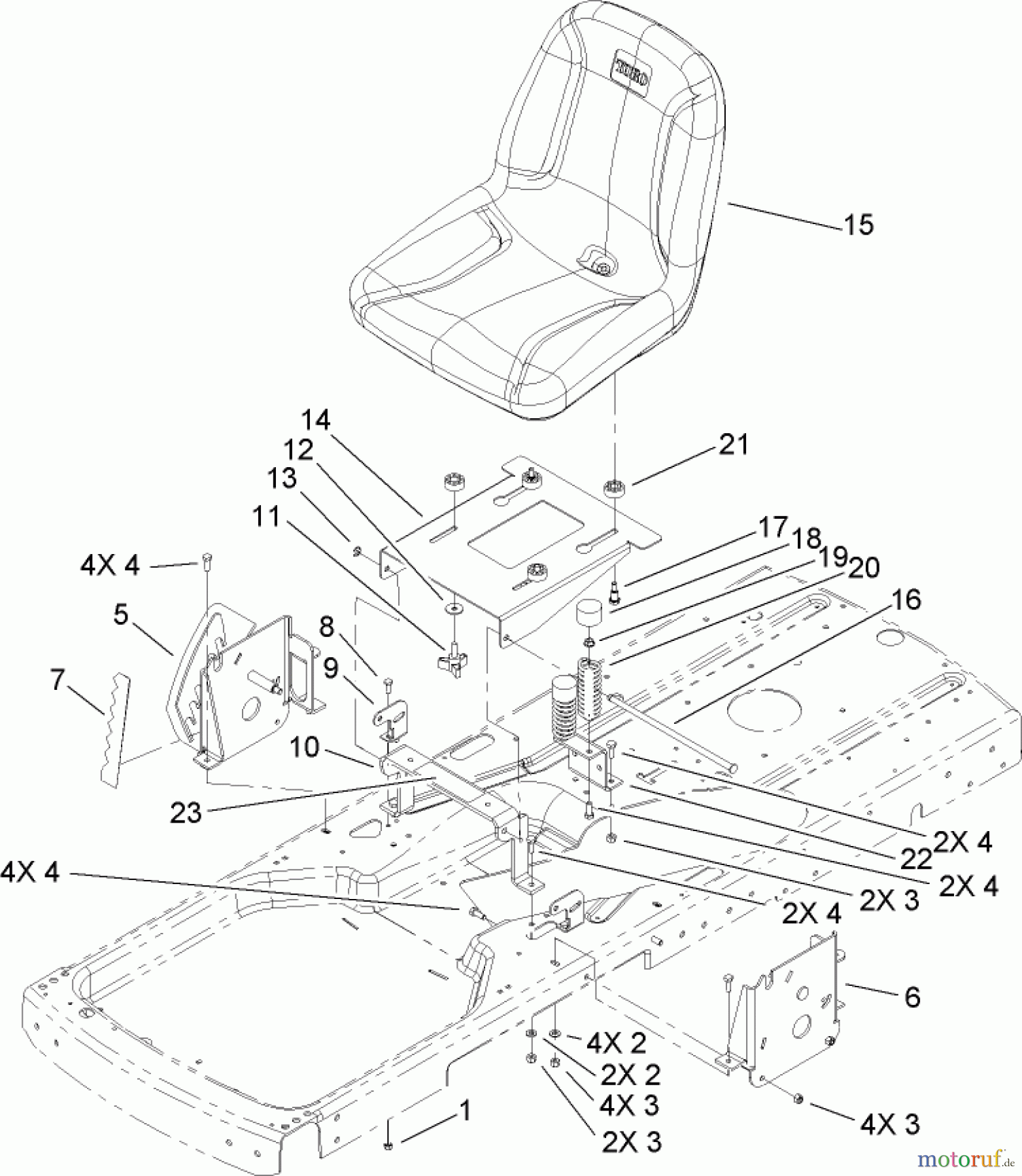  Toro Neu Mowers, Zero-Turn 74434 (ZD530) - Toro TimeCutter ZD530 Riding Mower, 2007 (270000001-270999999) SEAT ASSEMBLY