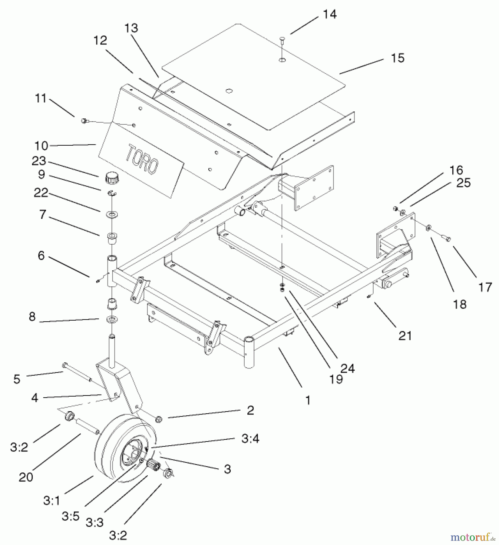  Toro Neu Mowers, Zero-Turn 74601 (Z17-44) - Toro Z17-44 TimeCutter Z Riding Mower, 2002 (220000001-220000912) FRONT FRAME ASSEMBLY