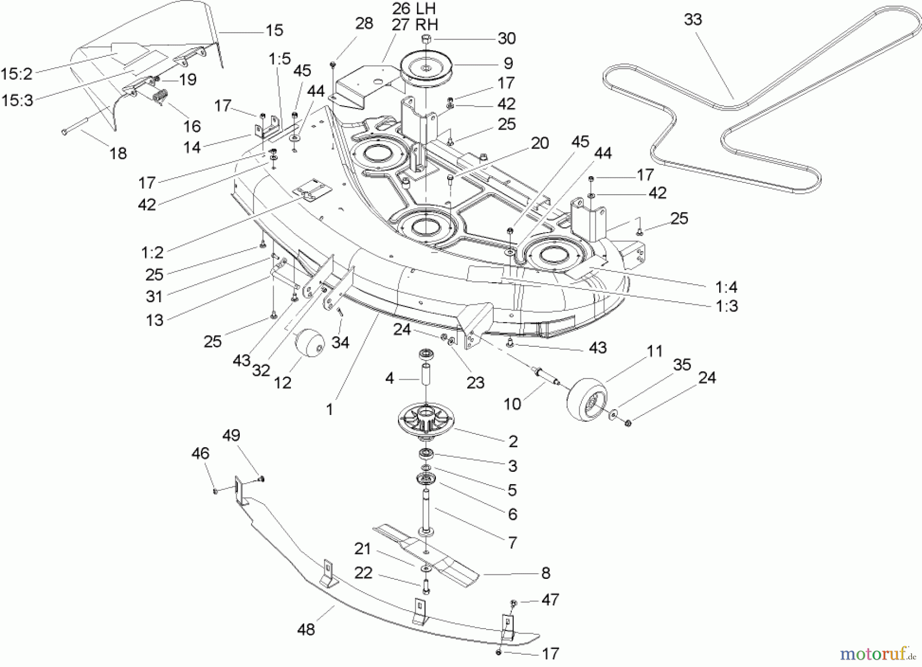  Toro Neu Mowers, Zero-Turn 74602 (18-44ZX) - Toro 18-44ZX TimeCutter ZX Riding Mower, 2004 (240000001-240999999) DECK ASSEMBLY
