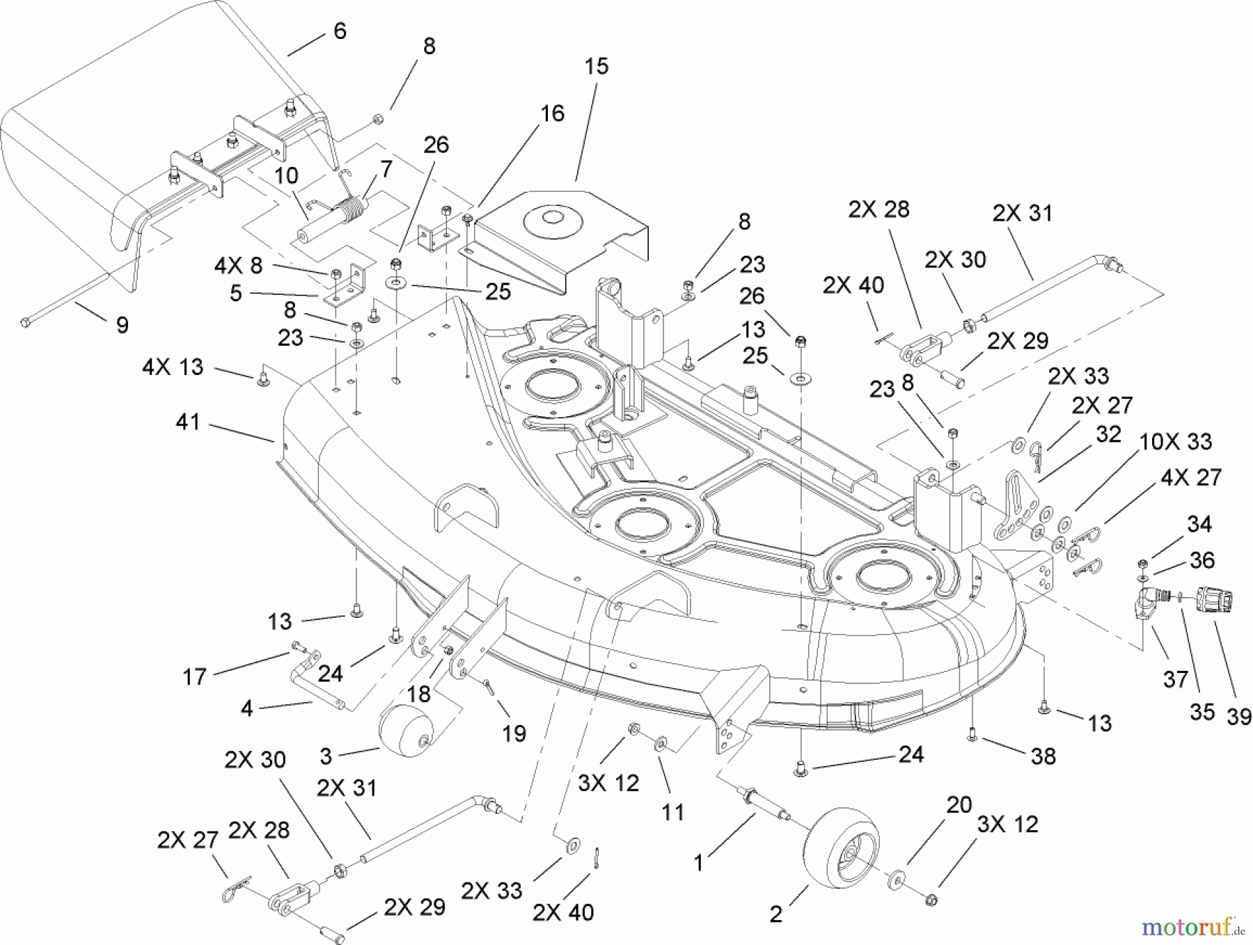  Toro Neu Mowers, Zero-Turn 74603 (ZX440) - Toro TimeCutter ZX440 Riding Mower, 2006 (260000001-260999999) 44 INCH DECK ASSEMBLY
