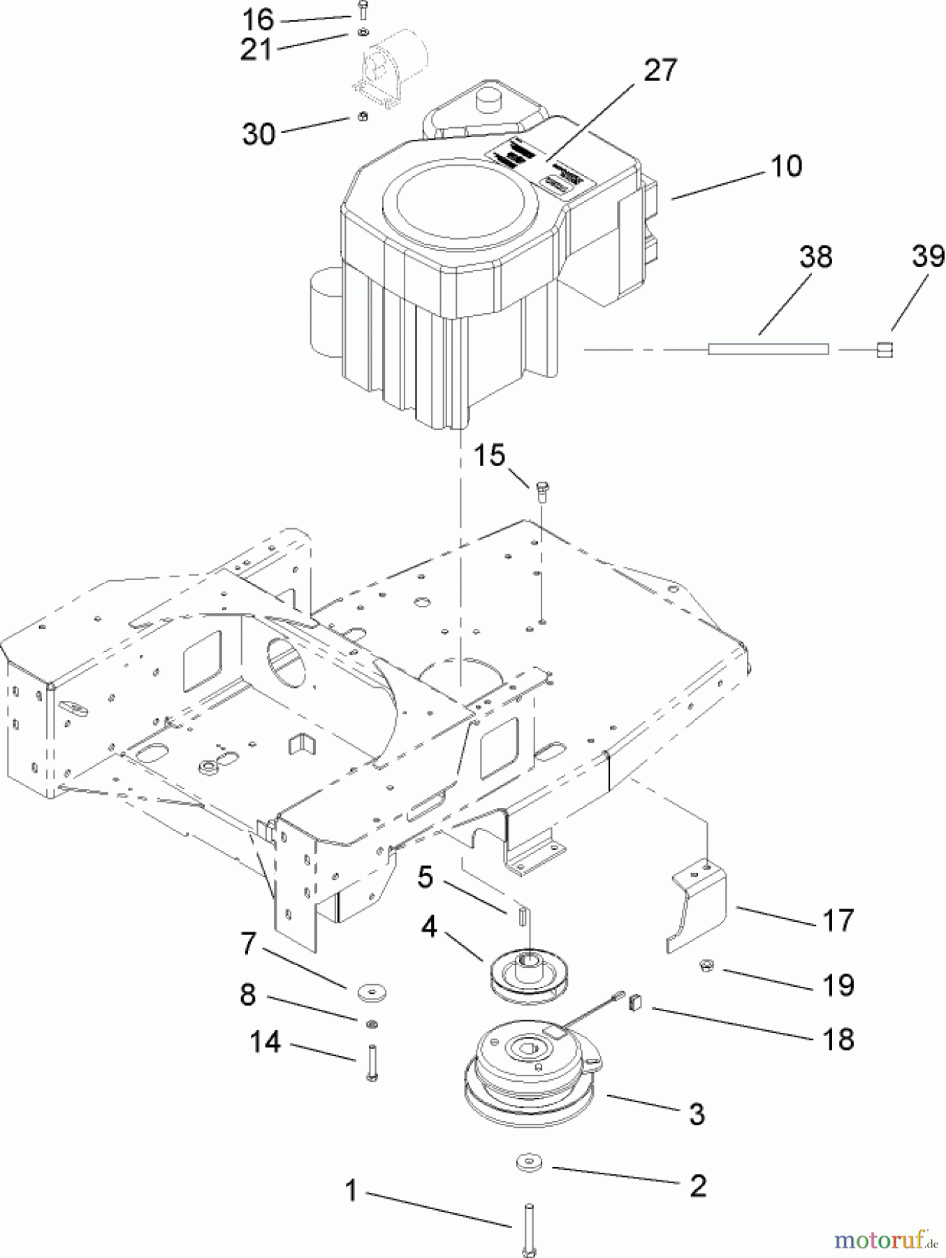  Toro Neu Mowers, Zero-Turn 74603 (ZX440) - Toro TimeCutter ZX440 Riding Mower, 2006 (260000001-260999999) ENGINE AND CLUTCH ASSEMBLY