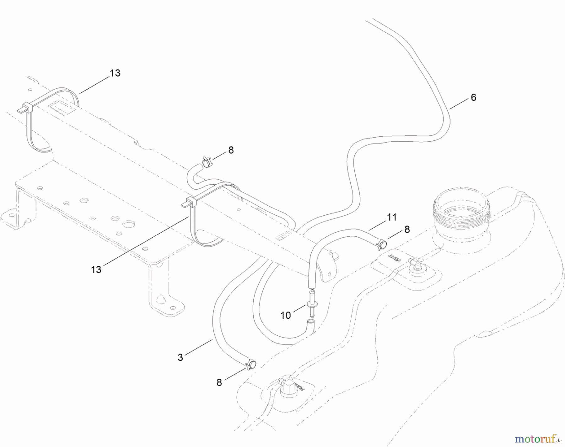  Toro Neu Mowers, Zero-Turn 74621 (3200) - Toro TimeCutter SS 3200 Riding Mower, 2012 (SN 312000001-312999999) FUEL DELIVERY ASSEMBLY