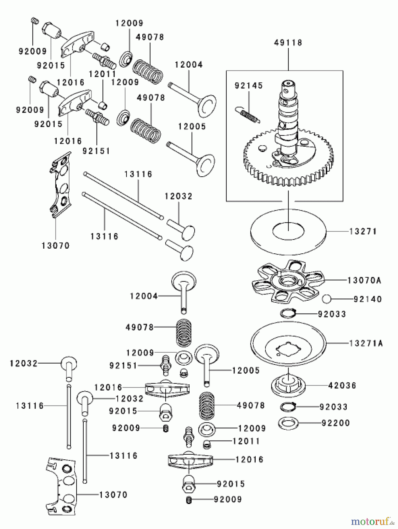Toro Neu Mowers, Zero-Turn 74801 (18-52ZX) - Toro 18-52ZX TimeCutter ZX Riding Mower, 2003 (230000001-230999999) VALVE / CAMSHAFT ASSEMBLY KAWASAKI FH531V-CS07