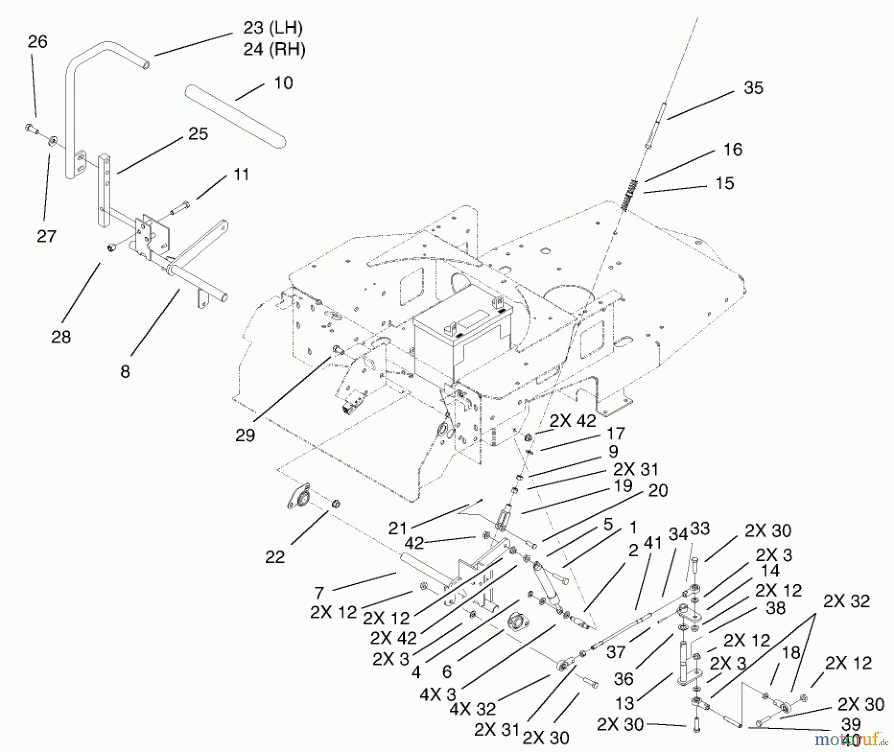  Toro Neu Mowers, Zero-Turn 74801 (Z18-52) - Toro Z18-52 TimeCutter Z Riding Mower, 2002 (220000001-220999999) MOTION CONTROL ASSEMBLY