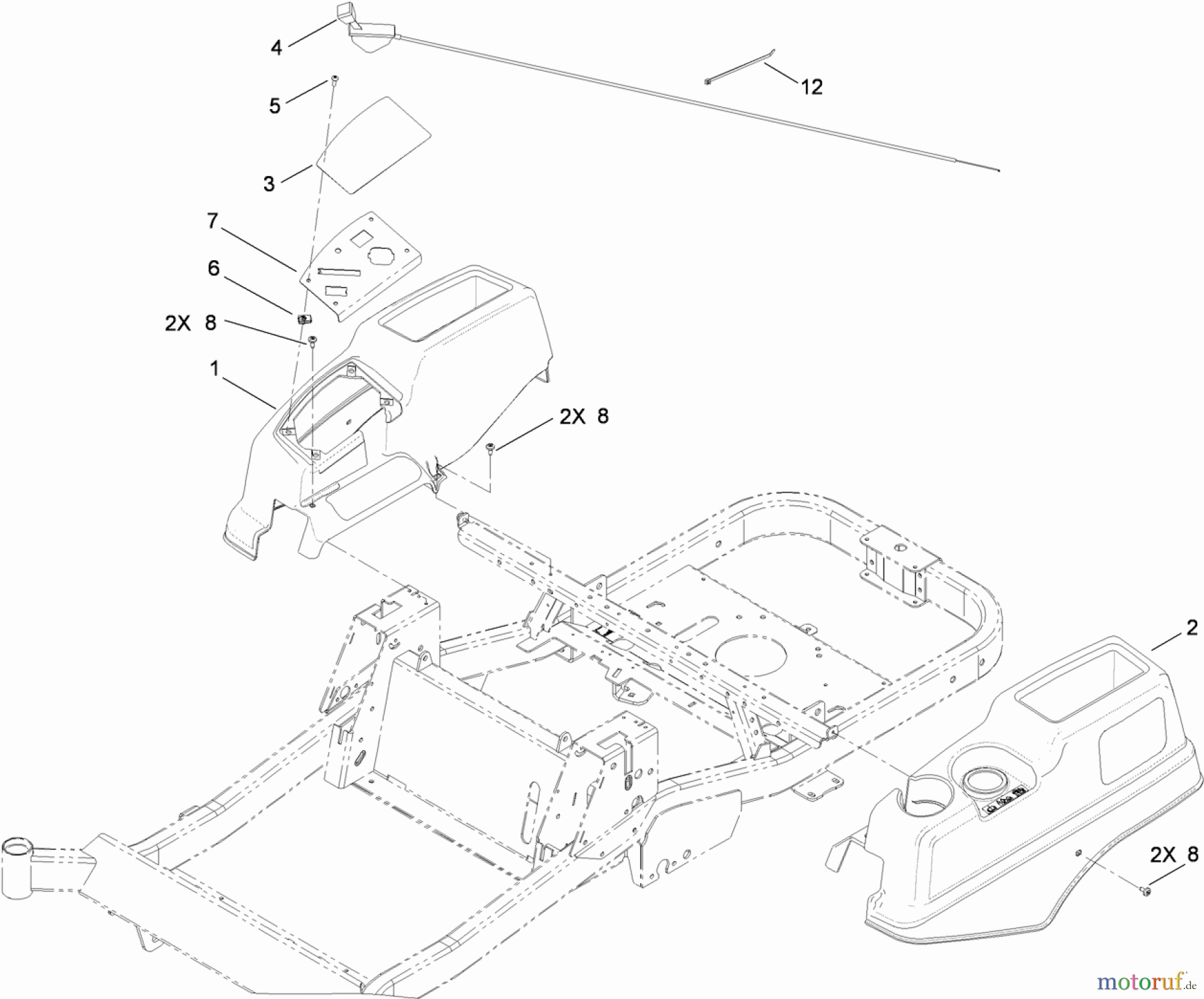  Toro Neu Mowers, Zero-Turn 74912 (ZX4800) - Toro TITAN ZX4800 Zero-Turn-Radius Riding Mower, 2010 (310000001-310999999) BODY AND STYLING ASSEMBLY