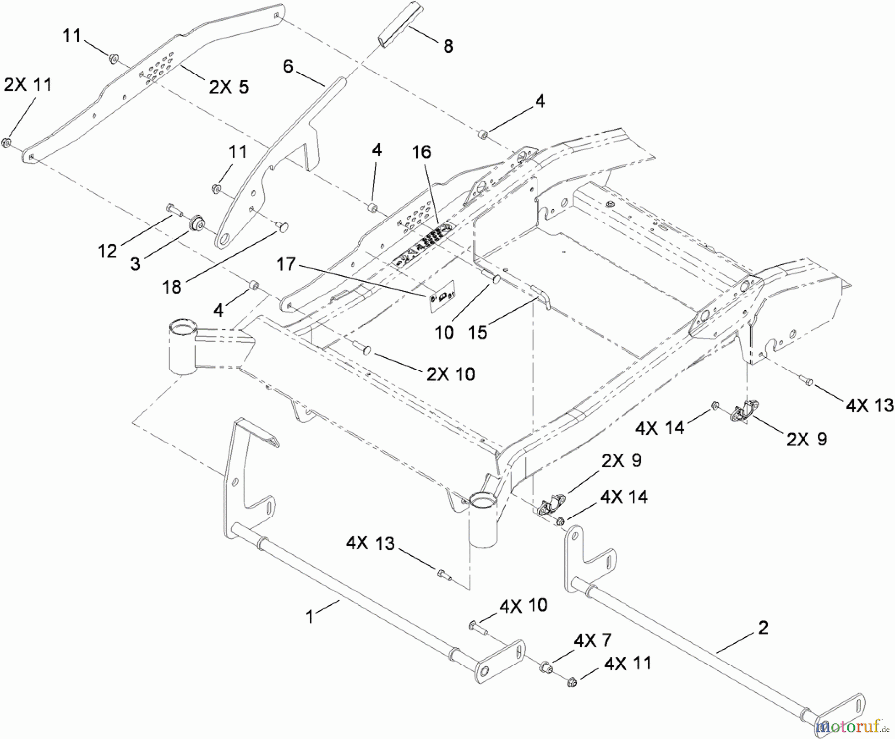  Toro Neu Mowers, Zero-Turn 74914 (ZX5400) - Toro TITAN ZX5400 Zero-Turn-Radius Riding Mower, 2010 (310000001-310999999) DECK LIFT ASSEMBLY