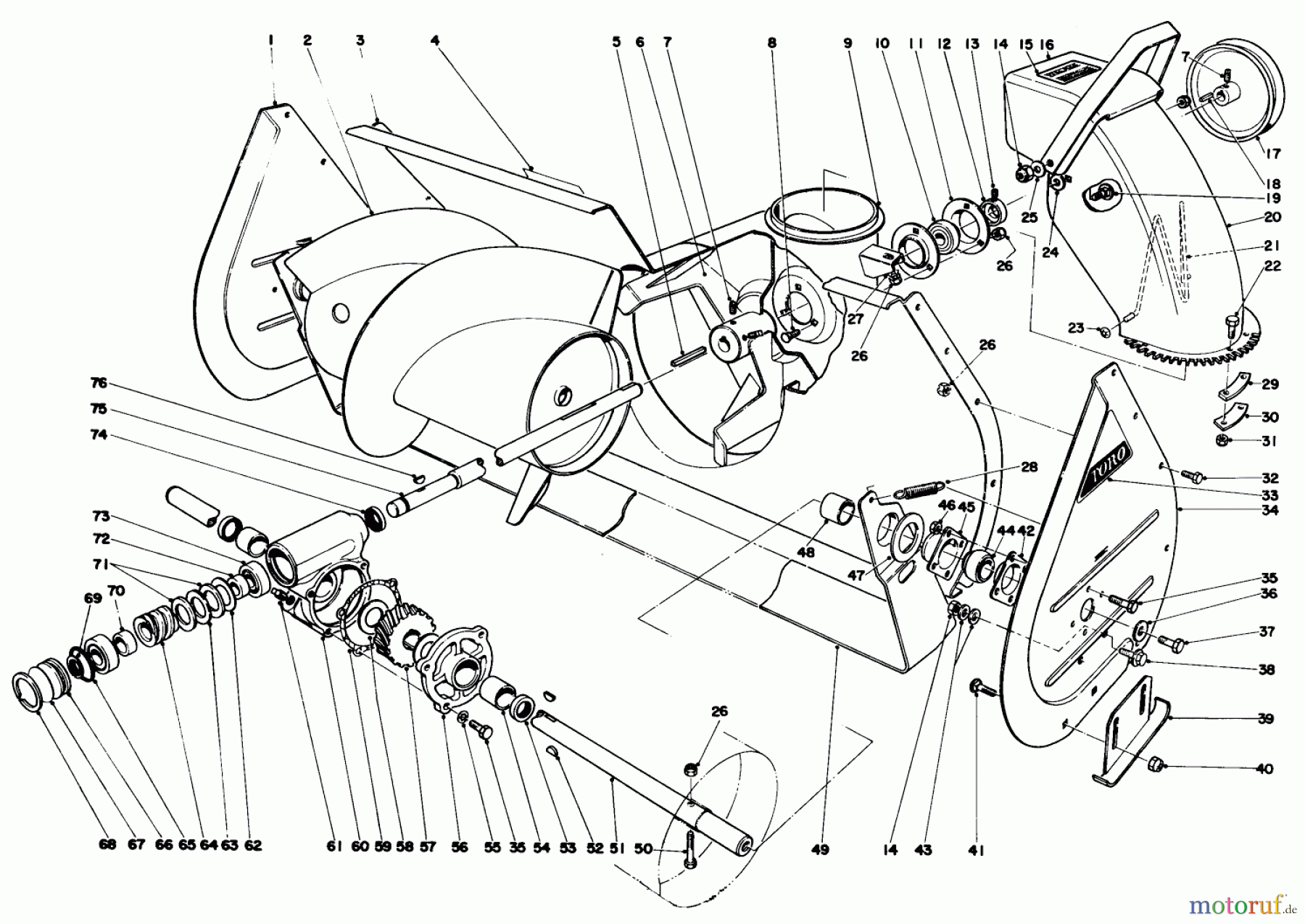  Toro Neu Snow Blowers/Snow Throwers Seite 1 31995 (1032) - Toro 1032 Snowthrower, 1975 (5000001-5999999) AUGER ASSEMBLY