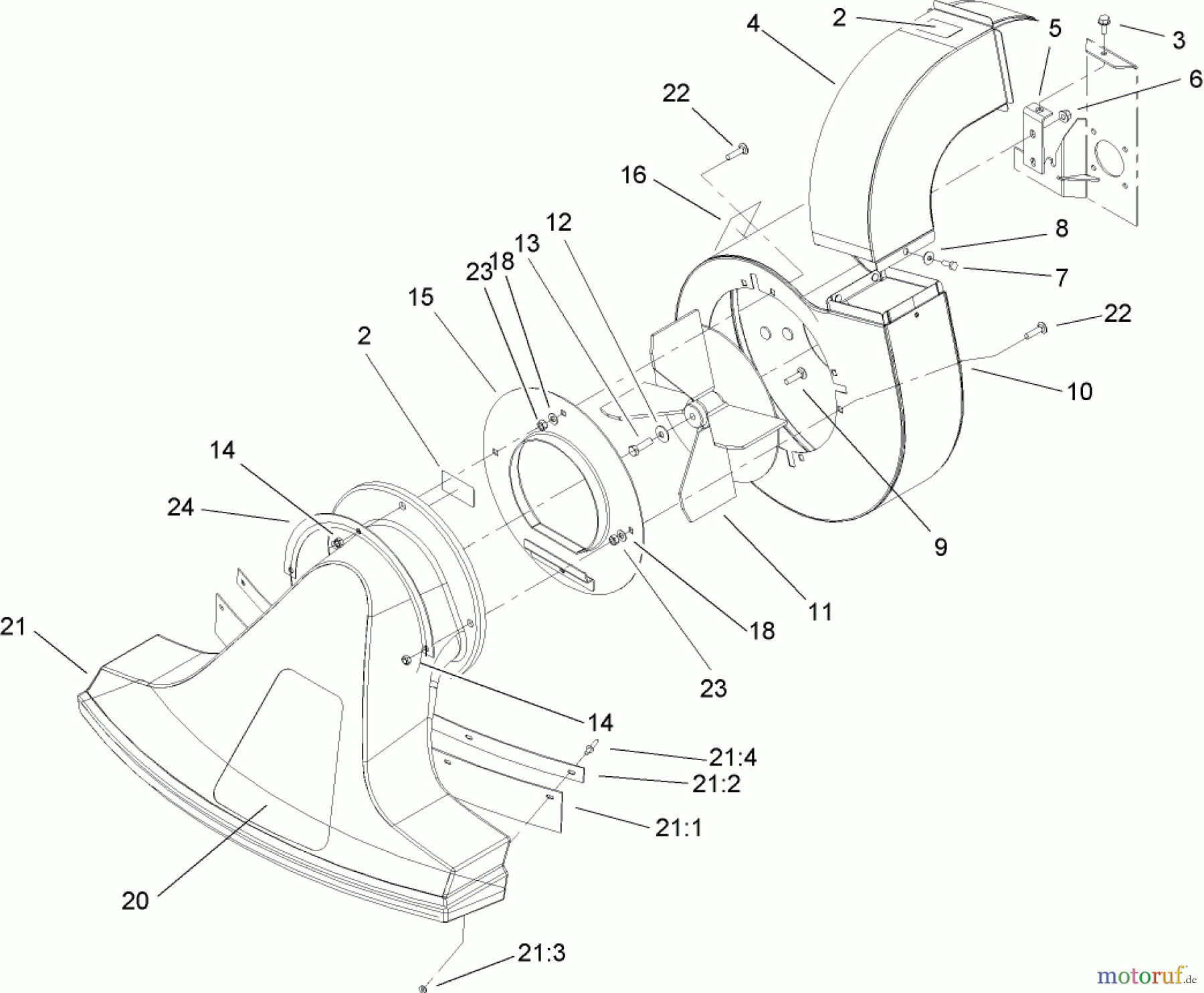  Toro Neu Blowers/Vacuums/Chippers/Shredders 62925 - Toro 206cc OHV Vacuum Blower, 2005 (250000001-250999999) BLOWER AND SNOUT ASSEMBLY
