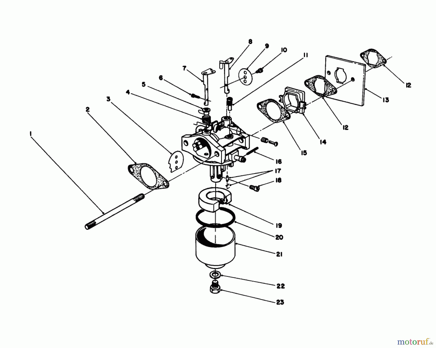  Toro Neu Engines 59257 - Toro Replacement Engine, 2-Cycle (Zone Start), 1985 (5000001-5999999) CARBURETOR ASSEMBLY
