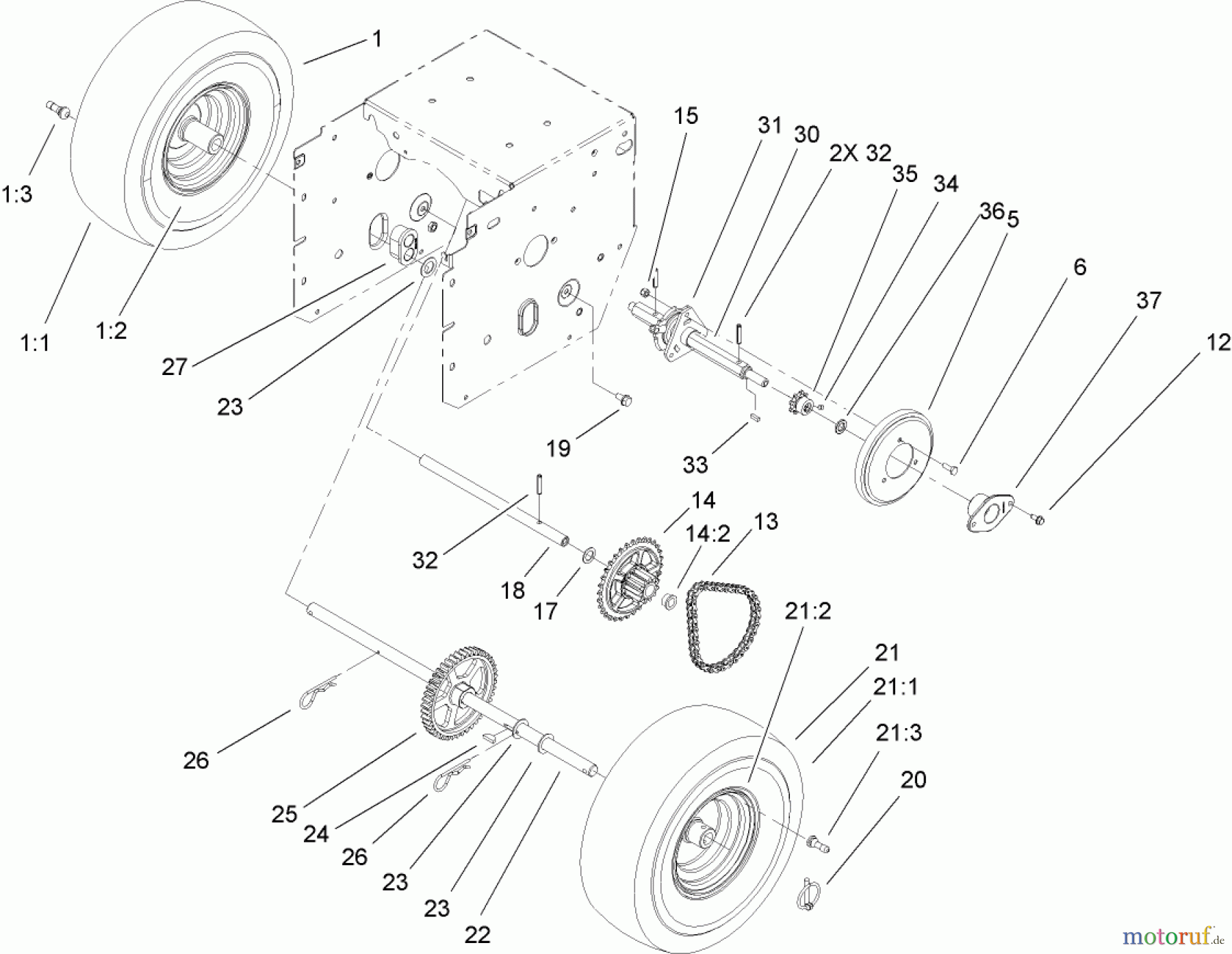  Toro Neu Snow Blowers/Snow Throwers Seite 2 38621 (826 LE) - Toro Power Max 826 LE Snowthrower, 2006 (260000001-260999999) CHAIN DRIVE ASSEMBLY