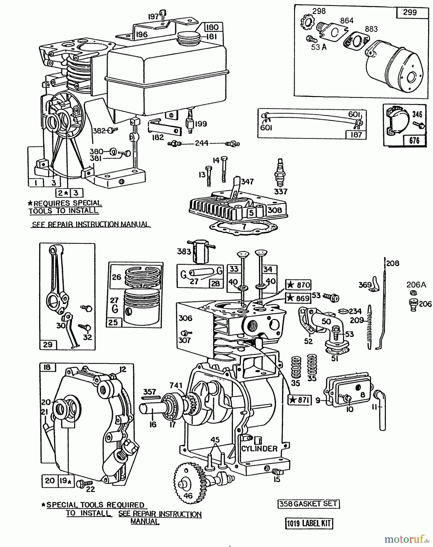 Kantenschneider 58431 - Toro 3.5 hp Edger (SN: 1000001 - 1999999) (1991) ENGINE BRIGGS & STRATTON MODEL NO. 80332 TYPE NO. 1655-01 #2