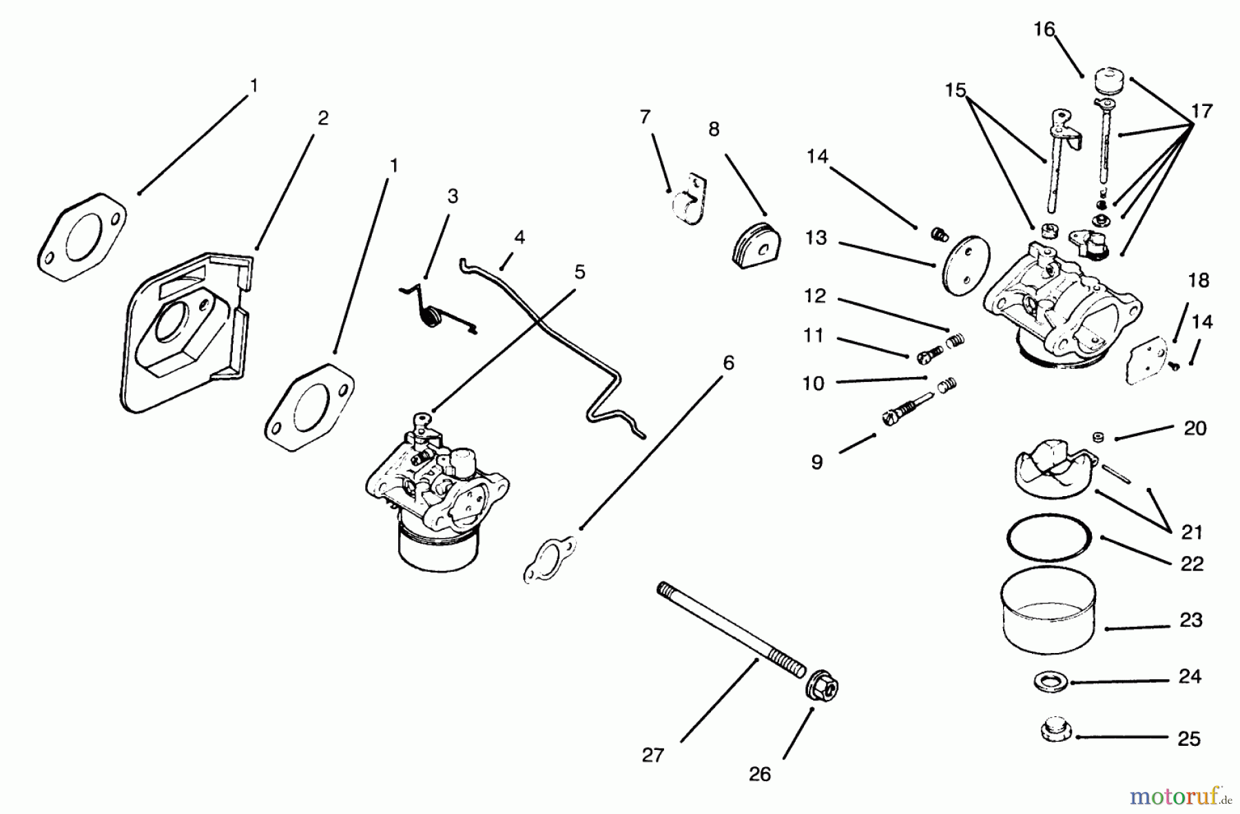  Rasenmäher Antrieb 30186 - Toro Mid-Size ProLine Traction Unit, Hydro Drive, 14 hp (SN: 690407 - 699999) (1996) CARBURETOR