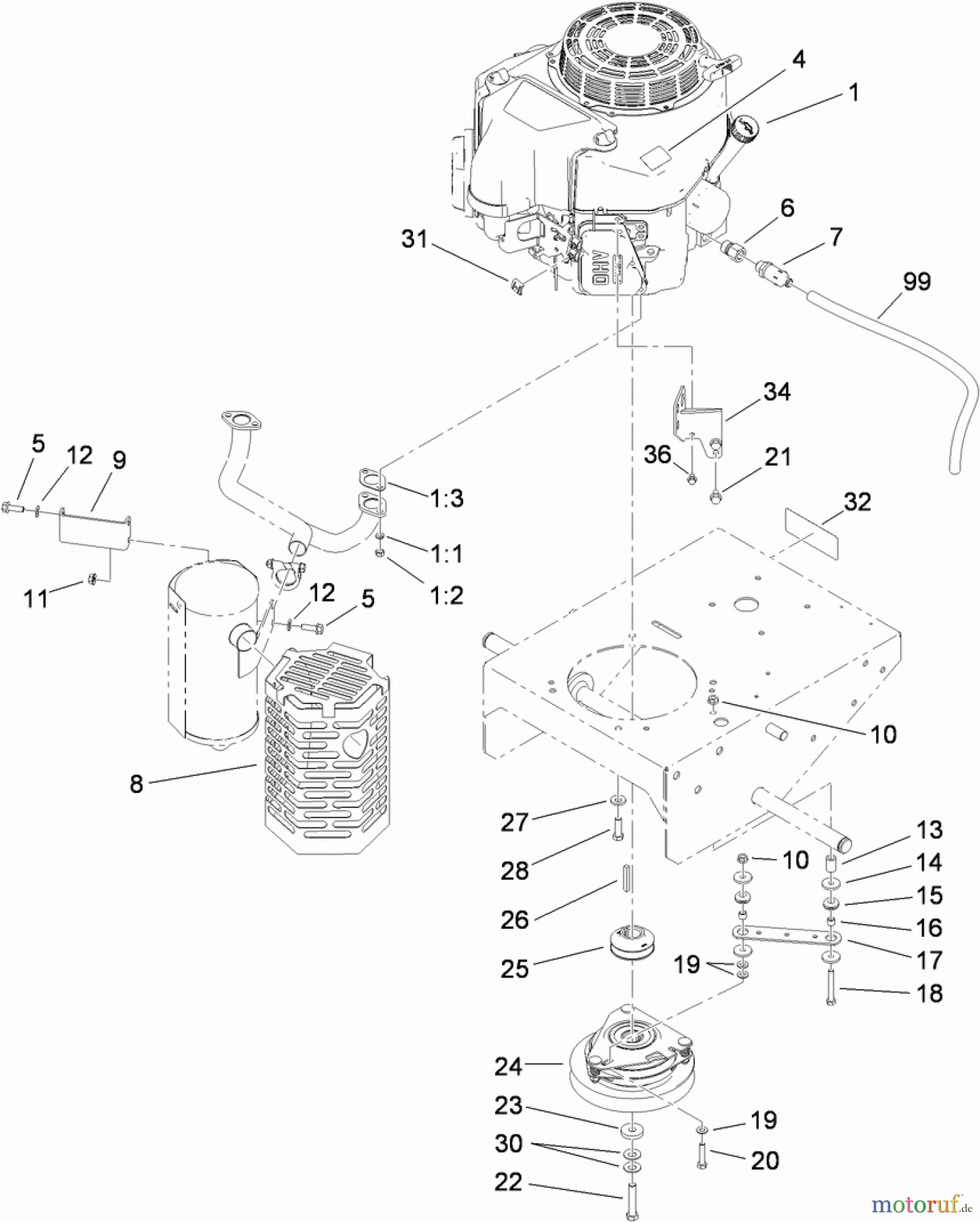 Rasenmäher für Großflächen 30072 - Toro Commercial Walk-Behind Mower, Floating Deck, T-Bar, Gear Drive, 32