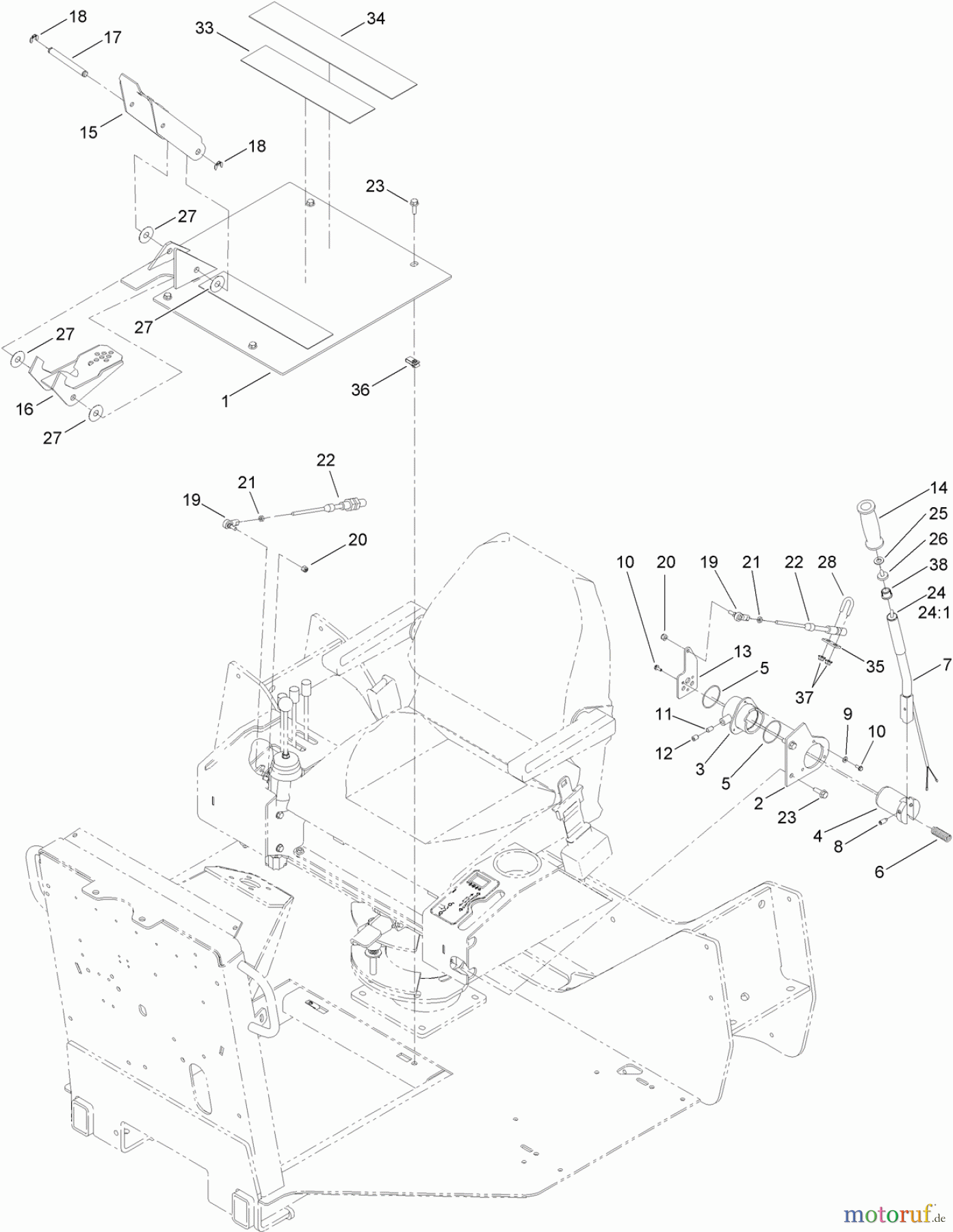  Zubehör 25430 - Toro RT600 Traction Unit (SN: 313000001 - 313999999) (2013) GROUND DRIVE CONTROL ASSEMBLY