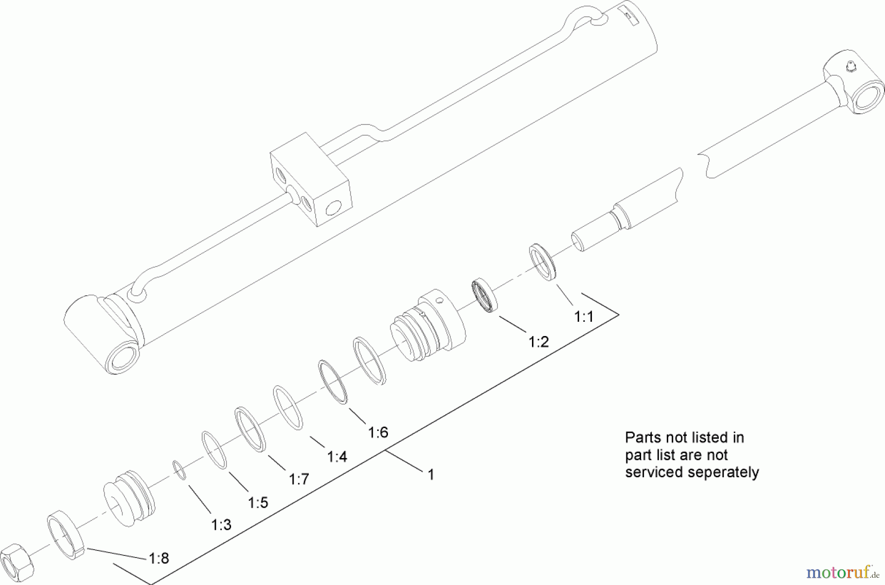  Compact Utility Loaders 22307 - Toro Dingo TX 425 Wide Track Compact Utility Loader (SN: 250000001 - 250000400) (2005) LEFT HAND HYDRAULIC LIFT CYLINDER ASSEMBLY NO. 104-6267